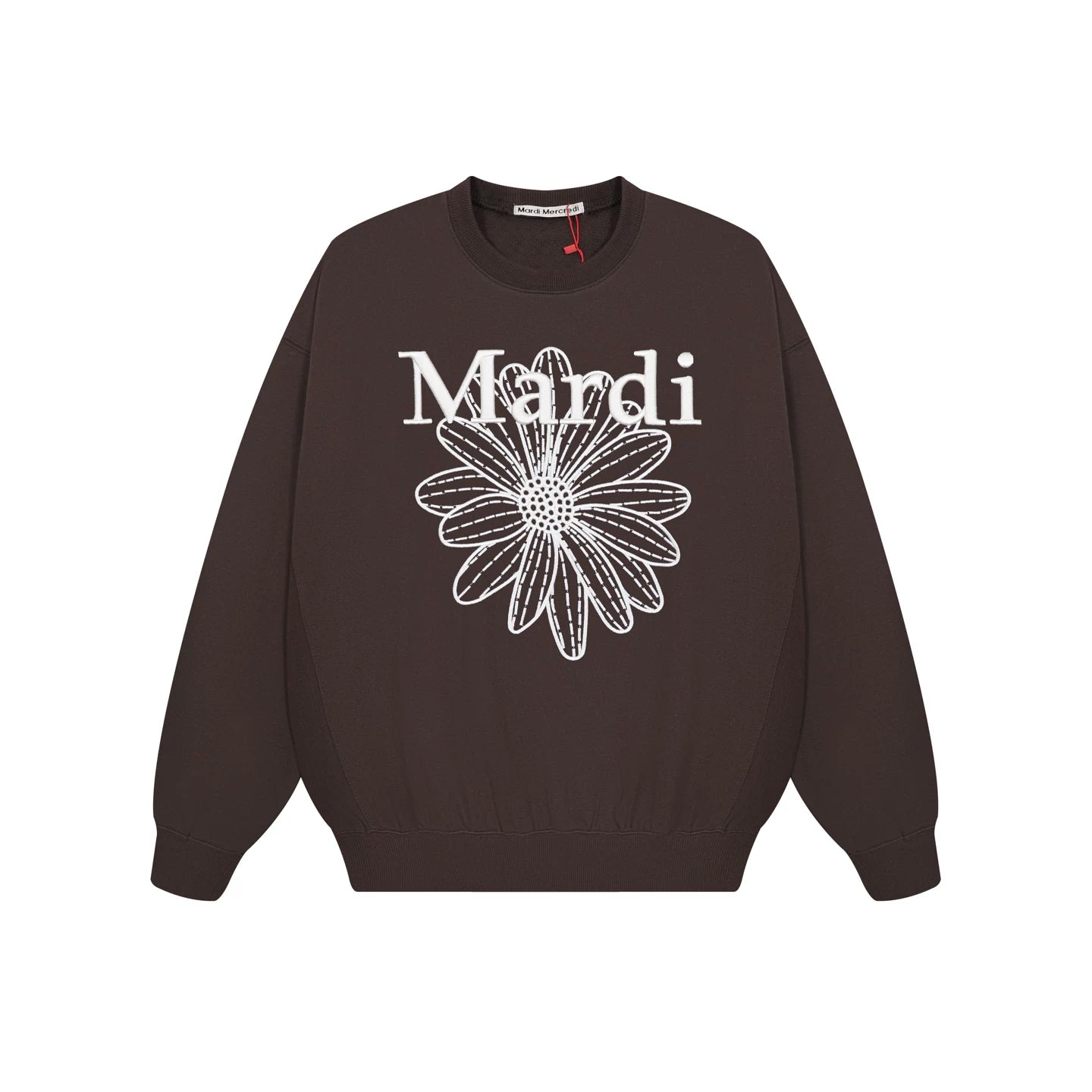 Mardi Embroidered Daisy Flower Autumn Oversized Fleece Sweatshirt