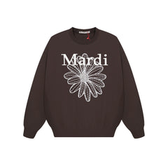 Mardi Embroidered Daisy Flower Autumn Oversized Fleece Sweatshirt