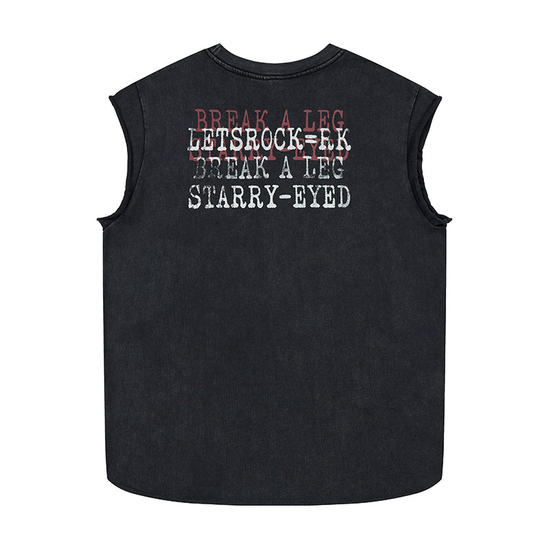 Omirad Distressed Cross Sleeveless T-Shirt