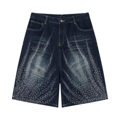 Omirad Rhinestone Wash Denim Shorts