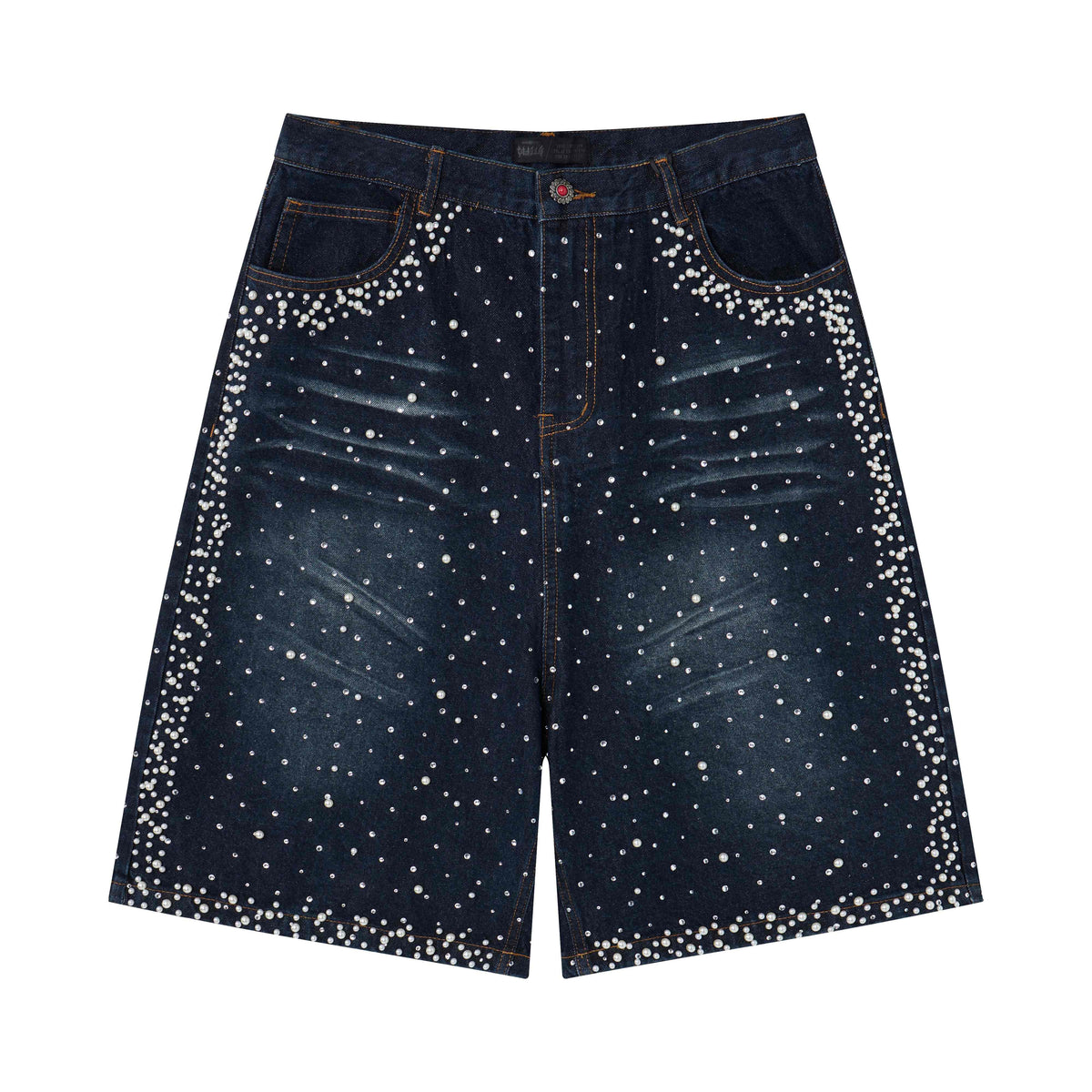 Omirad Pearl Studded Denim Shorts
