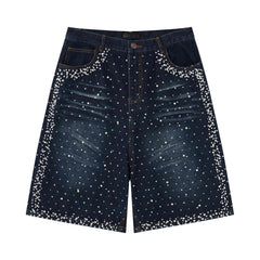 Omirad Pearl Studded Denim Shorts