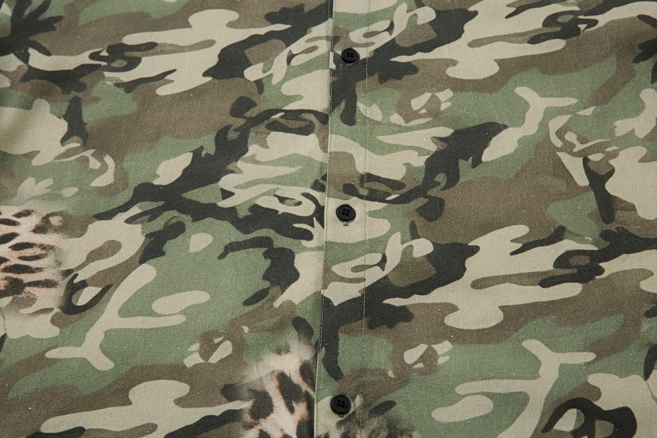 Omirad Layered Camo-Leopard Short-Sleeve Shirt