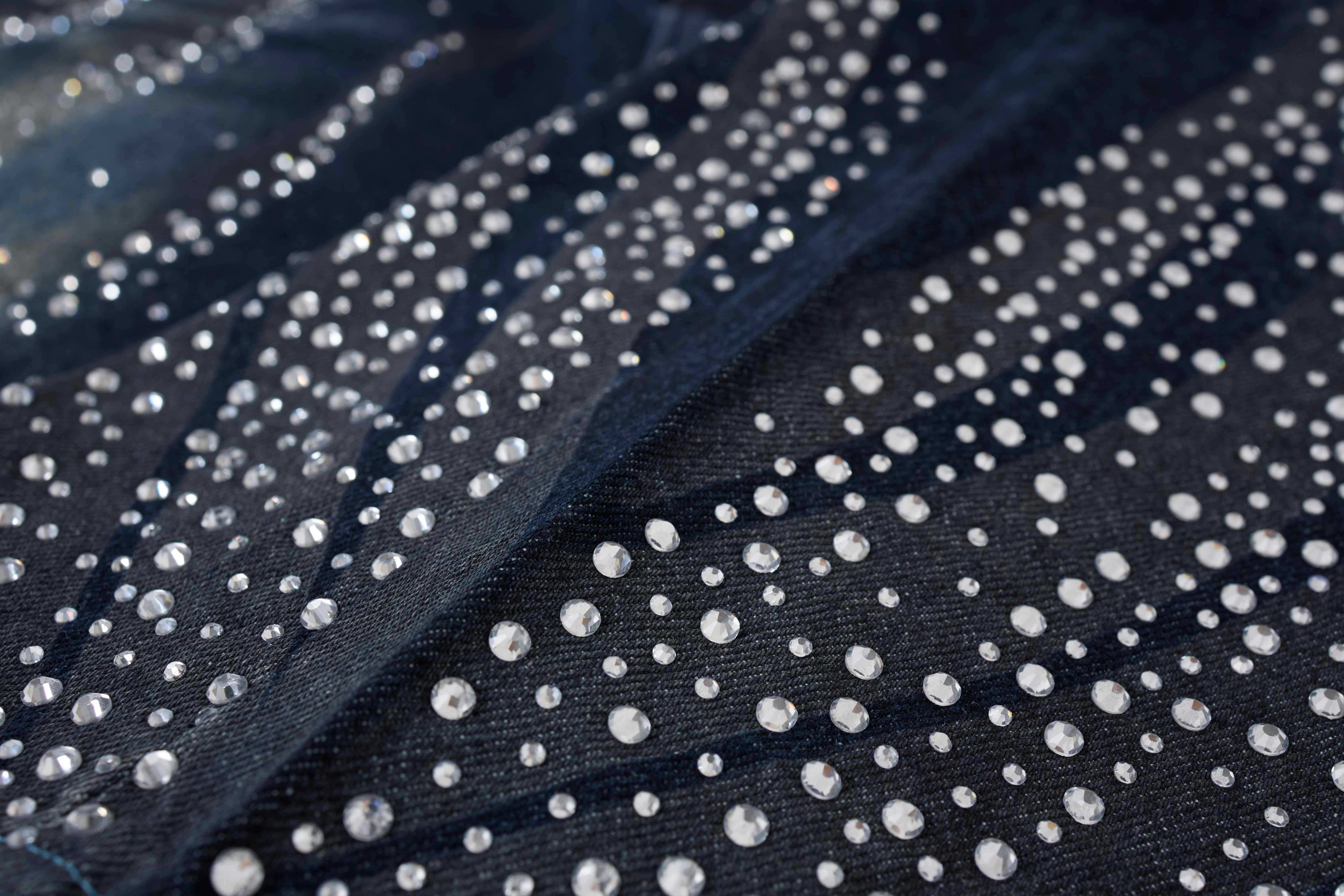 Omirad Rhinestone Wash Denim Shorts
