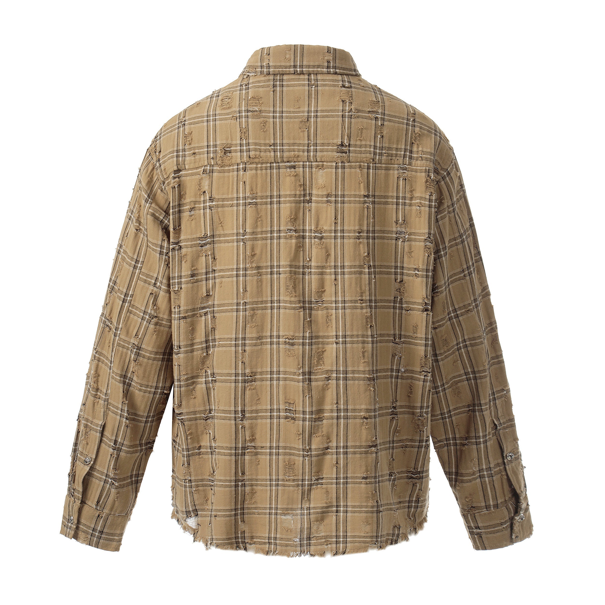 Omirad Distressed Plaid Shirt Jacket