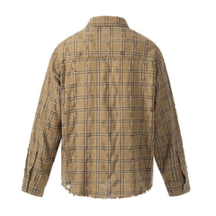 Omirad Distressed Plaid Shirt Jacket