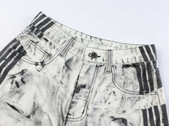 Omirad Distressed Stripe Wide-Leg Jeans