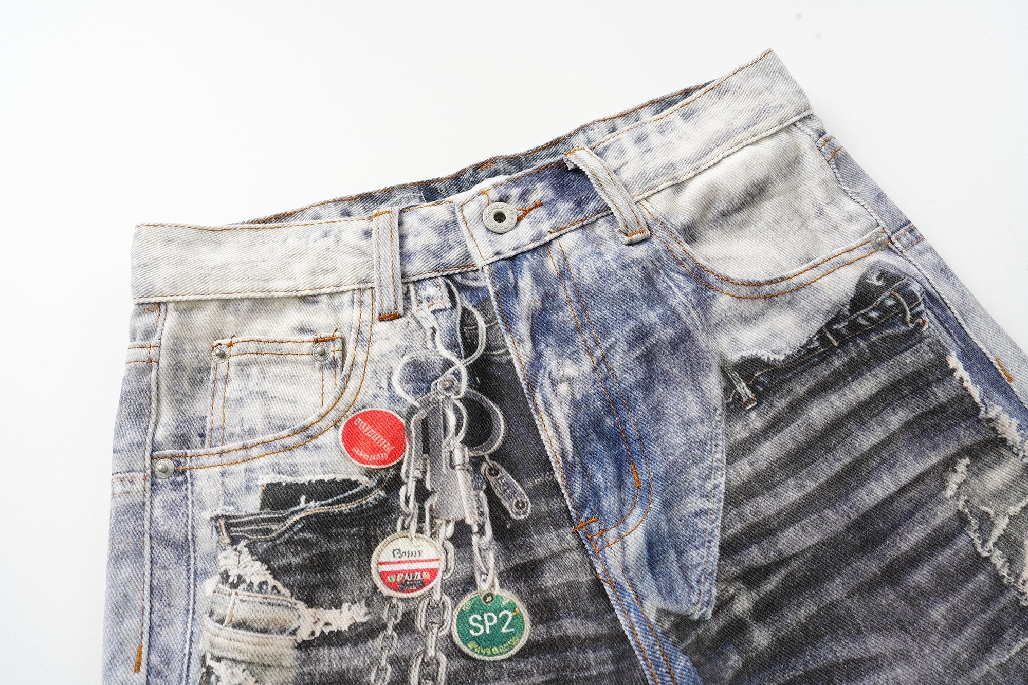 Omirad Distressed Patchwork Jeans