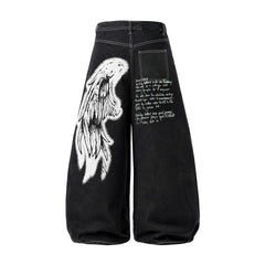 Omirad Angel Wing Graffiti Wide-Leg Jeans