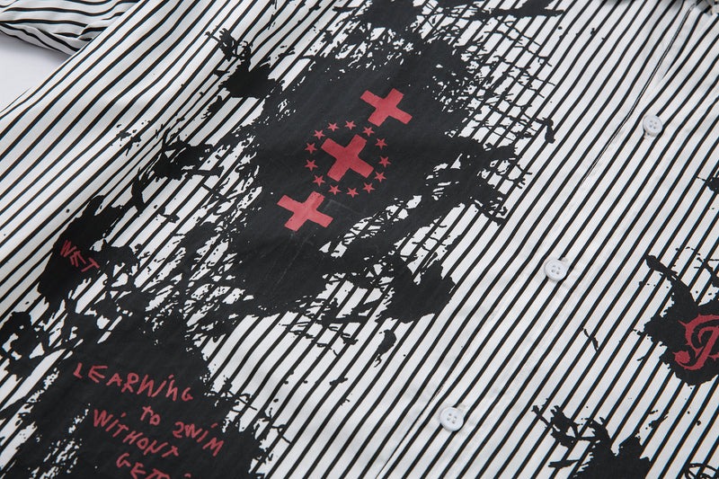 Omirad Ink-Splash Layered Stripe Shirt