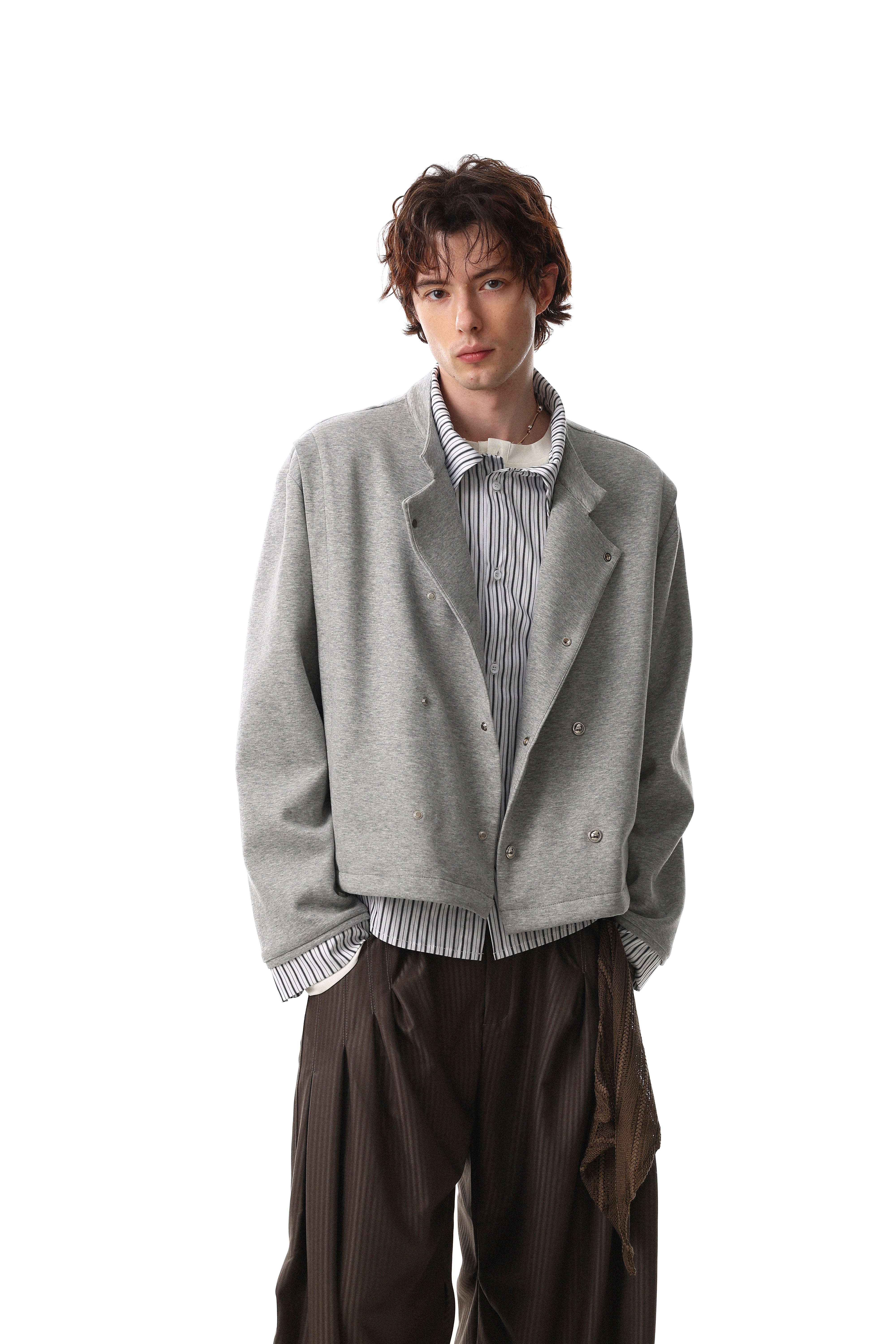 Omirad Double-Breasted Layered Stripe Jacket