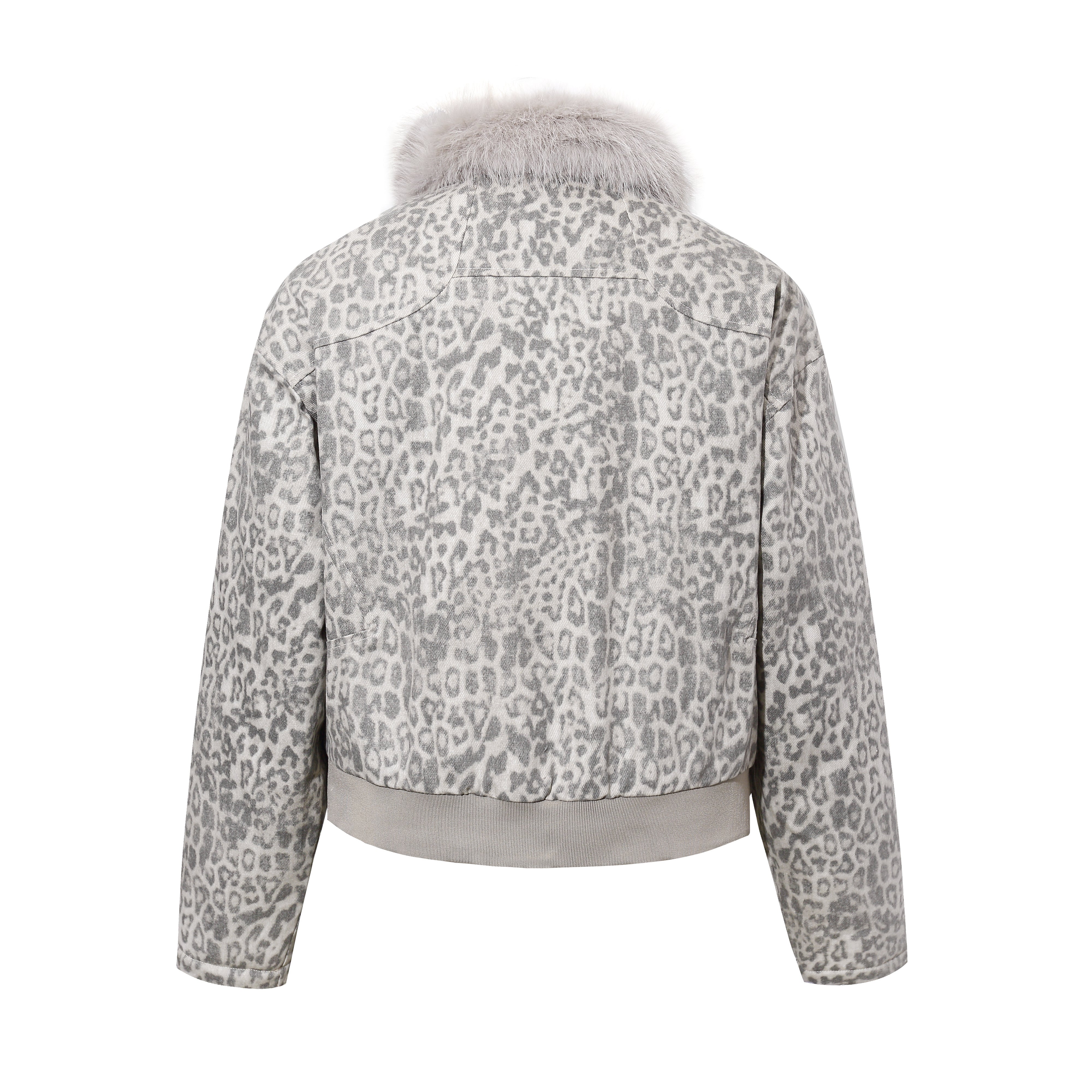 Omirad Leopard Faux Fur Collar Jacket