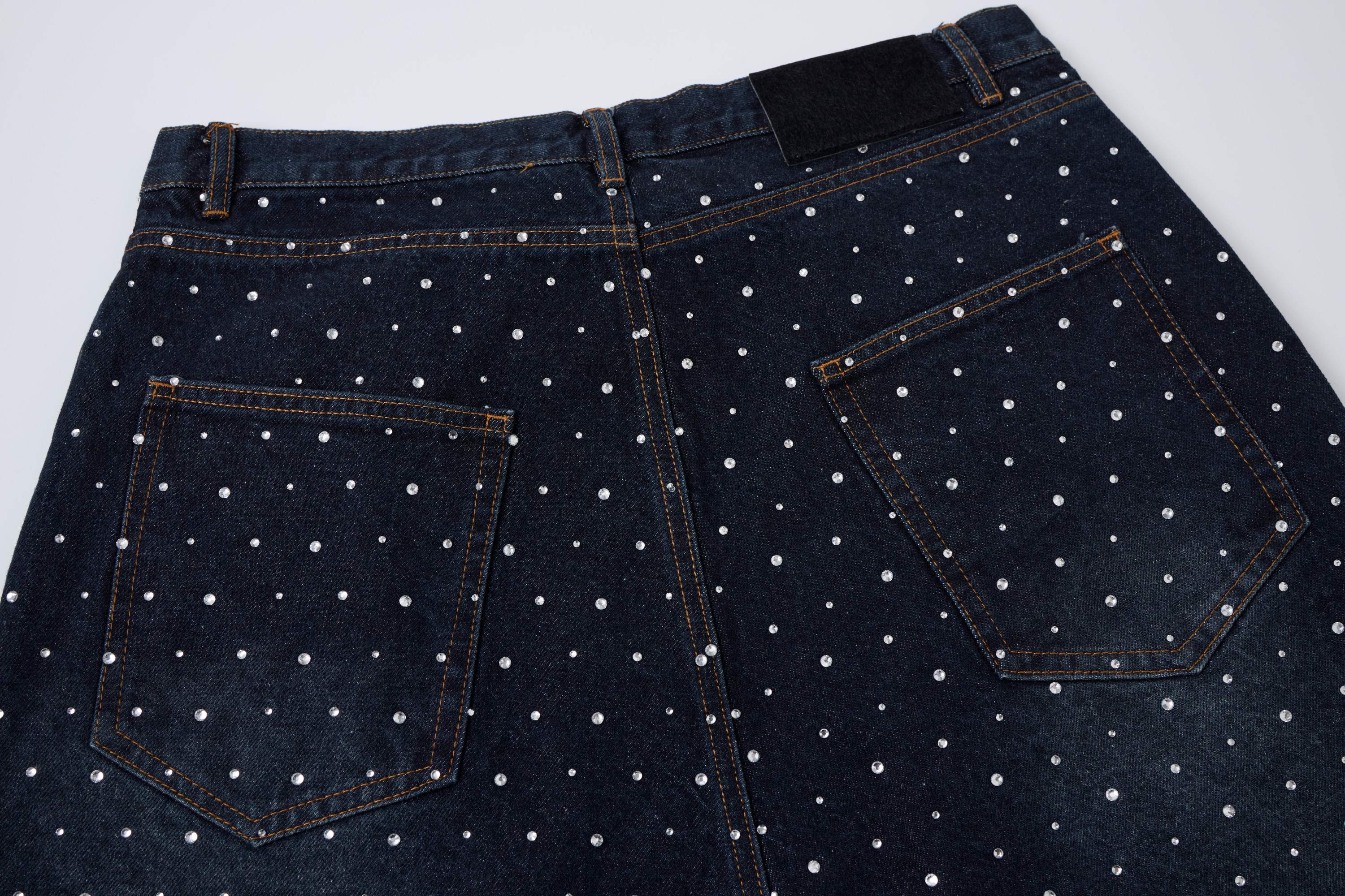 Omirad Pearl Studded Denim Shorts
