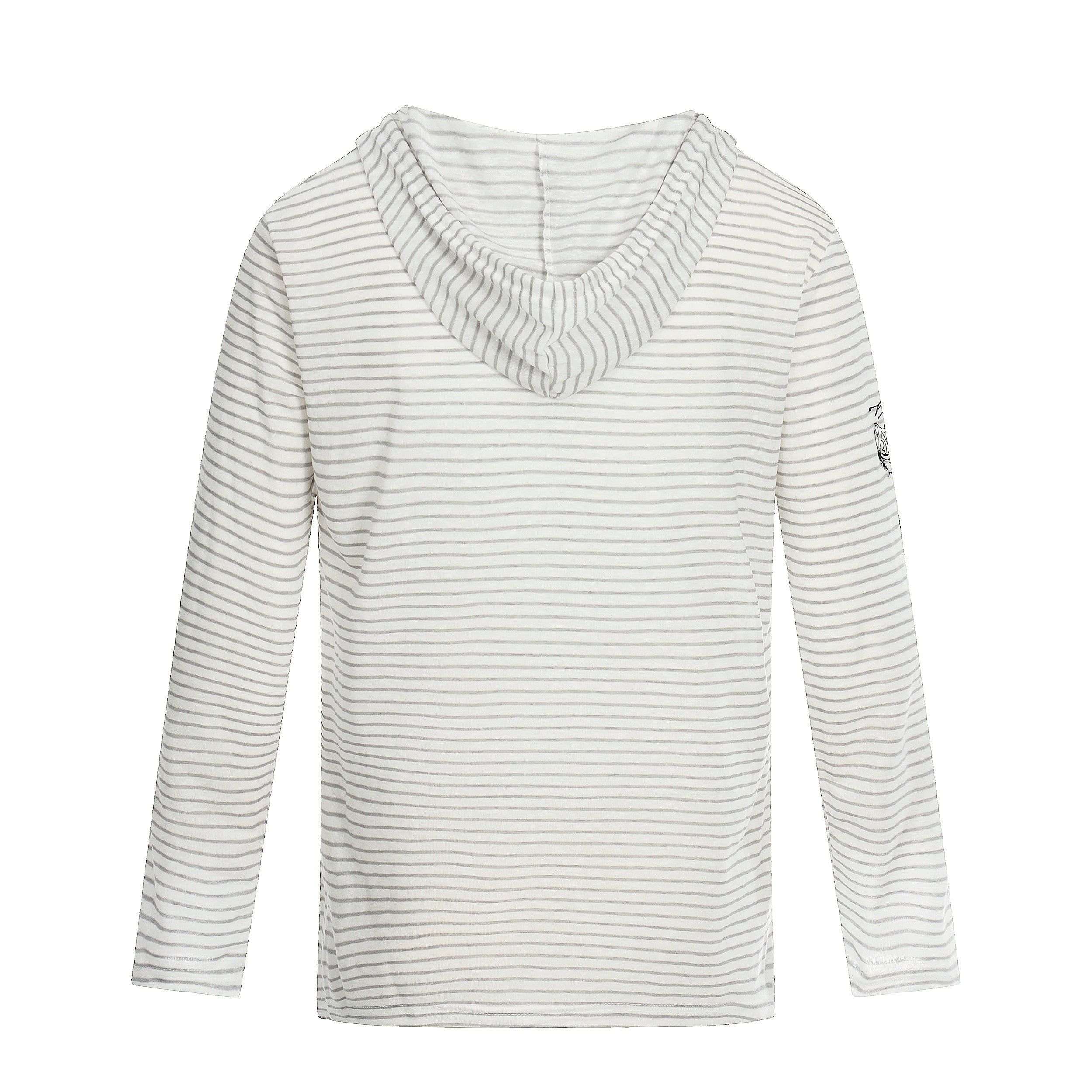 Omirad Striped Graphic Hooded Long Sleeve Tee