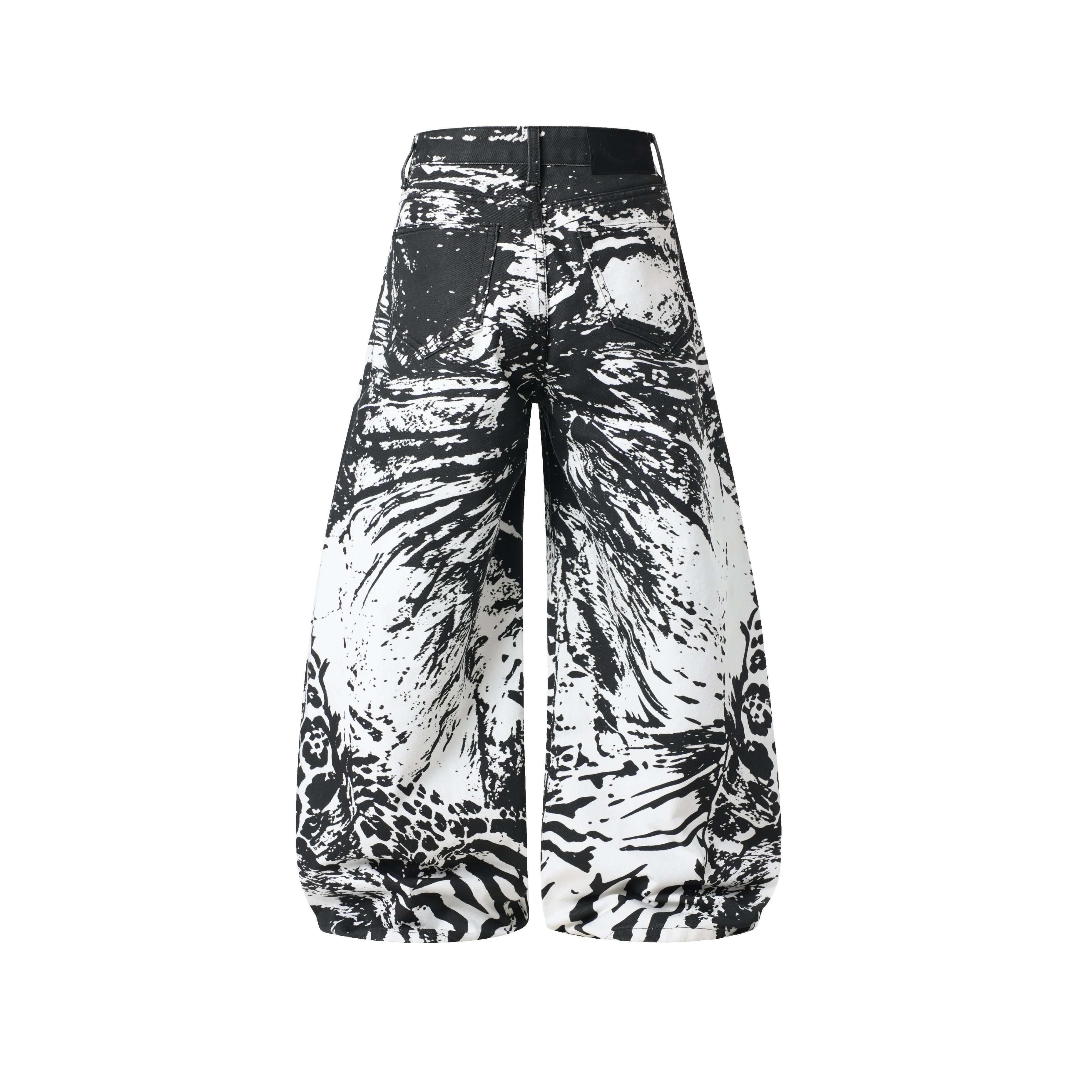 Omirad Monochrome Animal Print Wide-Leg Jeans