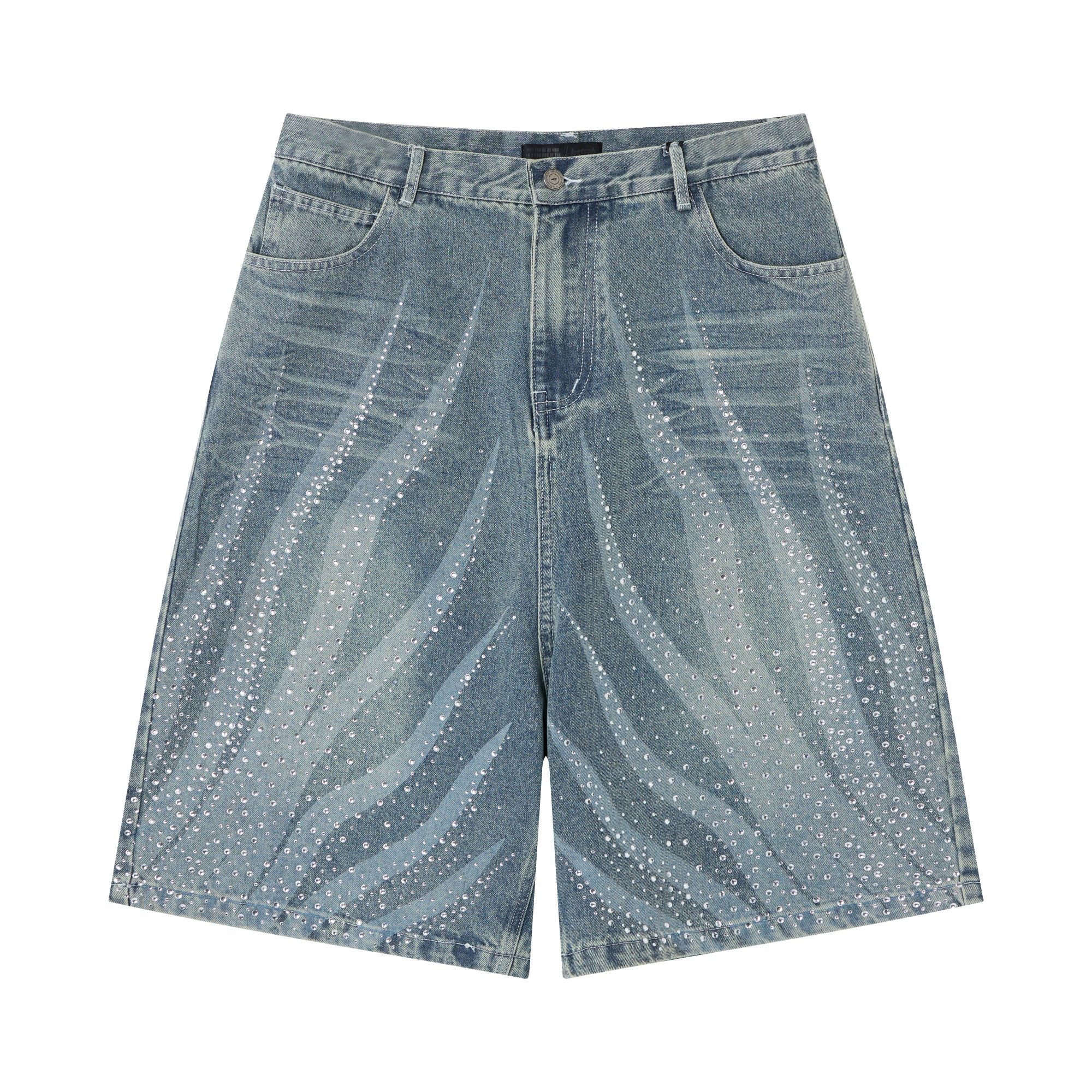 Omirad Rhinestone Wash Denim Shorts
