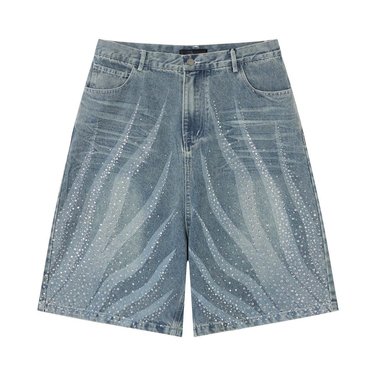 Omirad Rhinestone Wash Denim Shorts