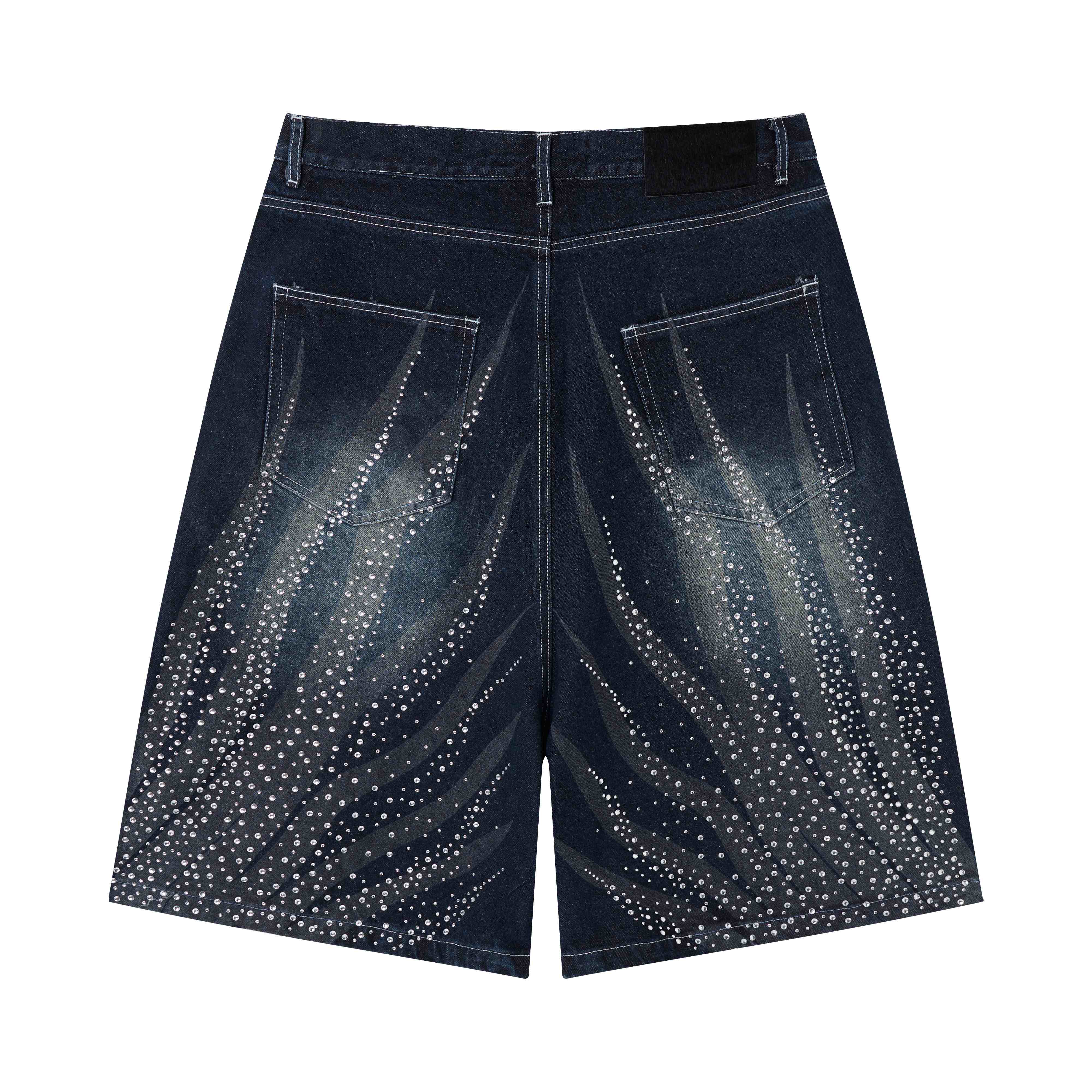 Omirad Rhinestone Wash Denim Shorts
