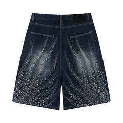Omirad Rhinestone Wash Denim Shorts