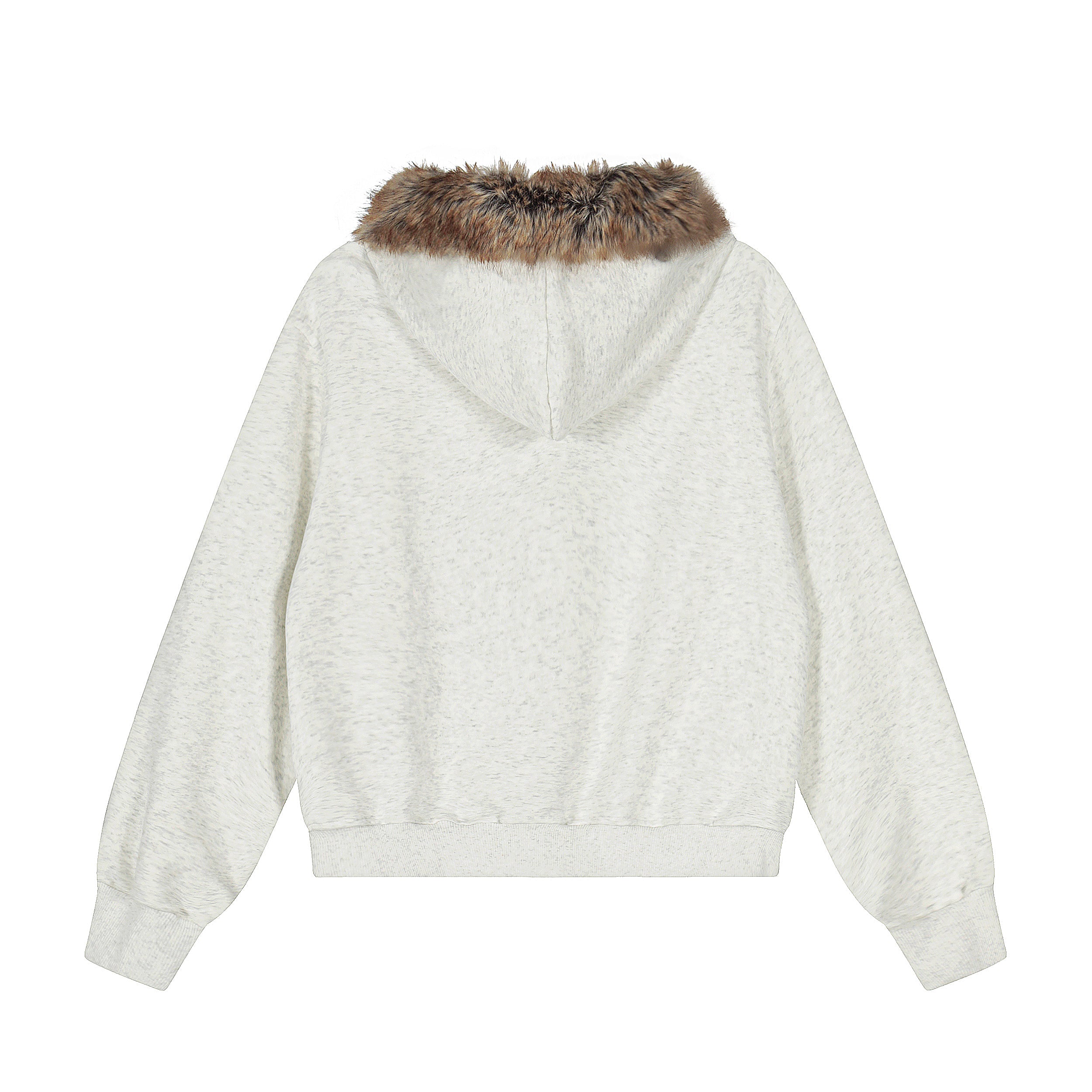 Omirad Faux-Fur Collar Graphic Zip Hoodie