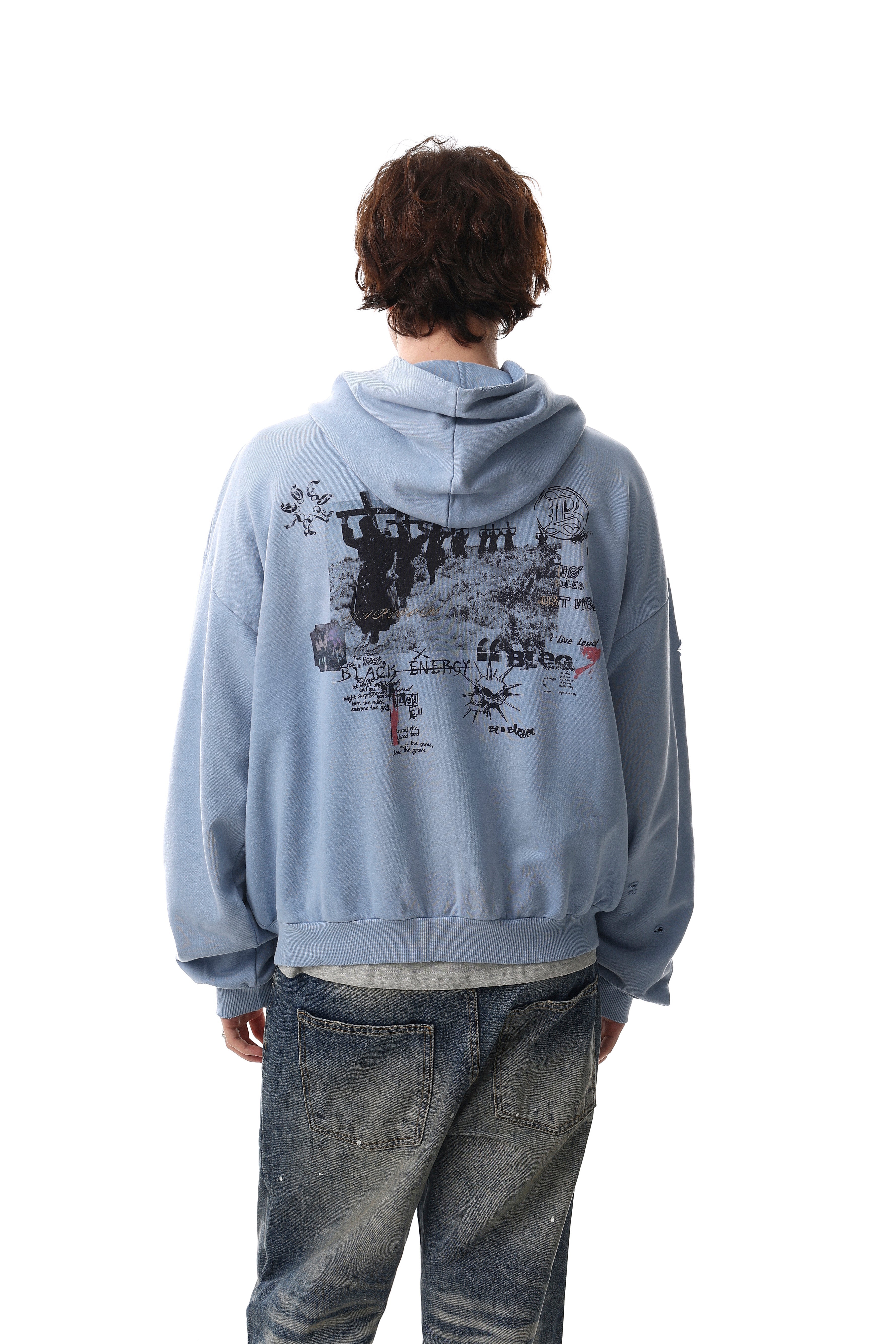Omirad Collage Graphic Zip-Up Hoodie