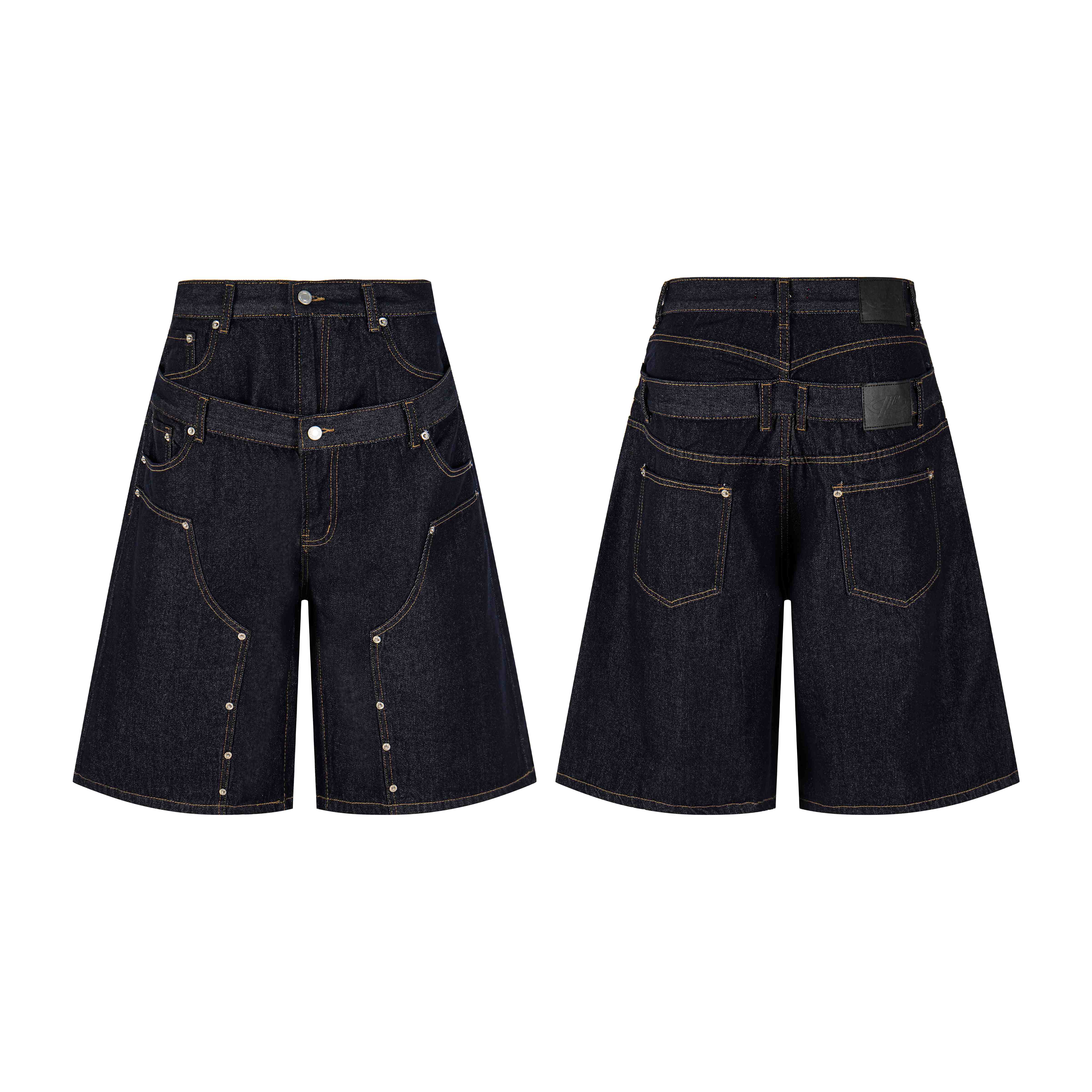 Omirad “Double Waist Panel Denim Shorts”