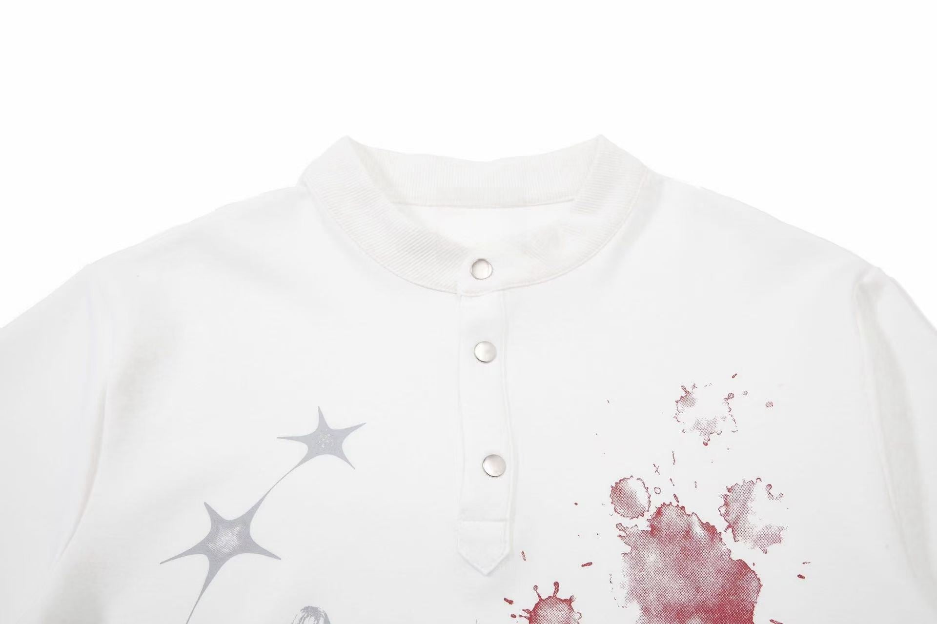Omirad Vintage Band Graphic Henley T-Shirt