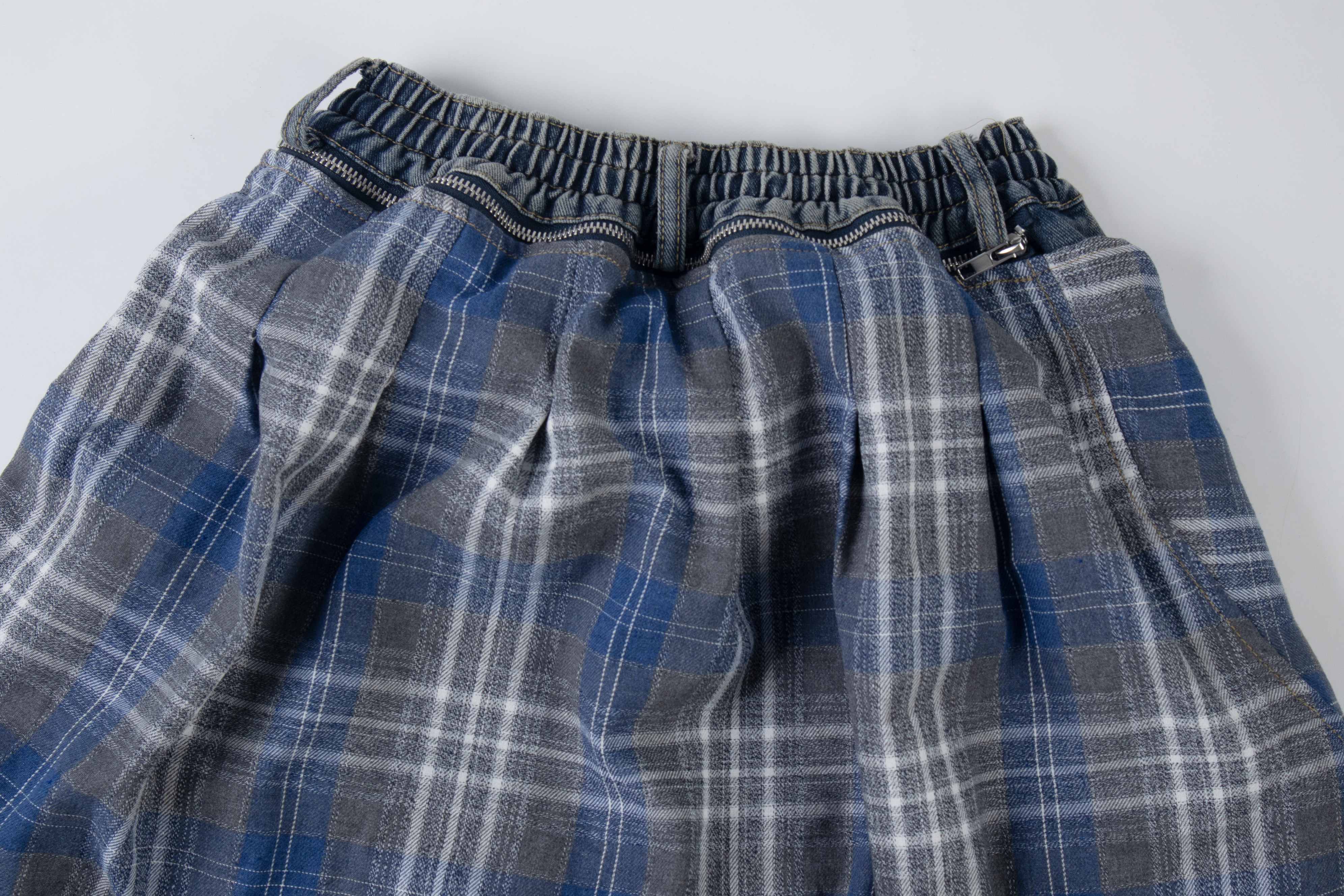 Omirad Layered Plaid Baggy Jeans