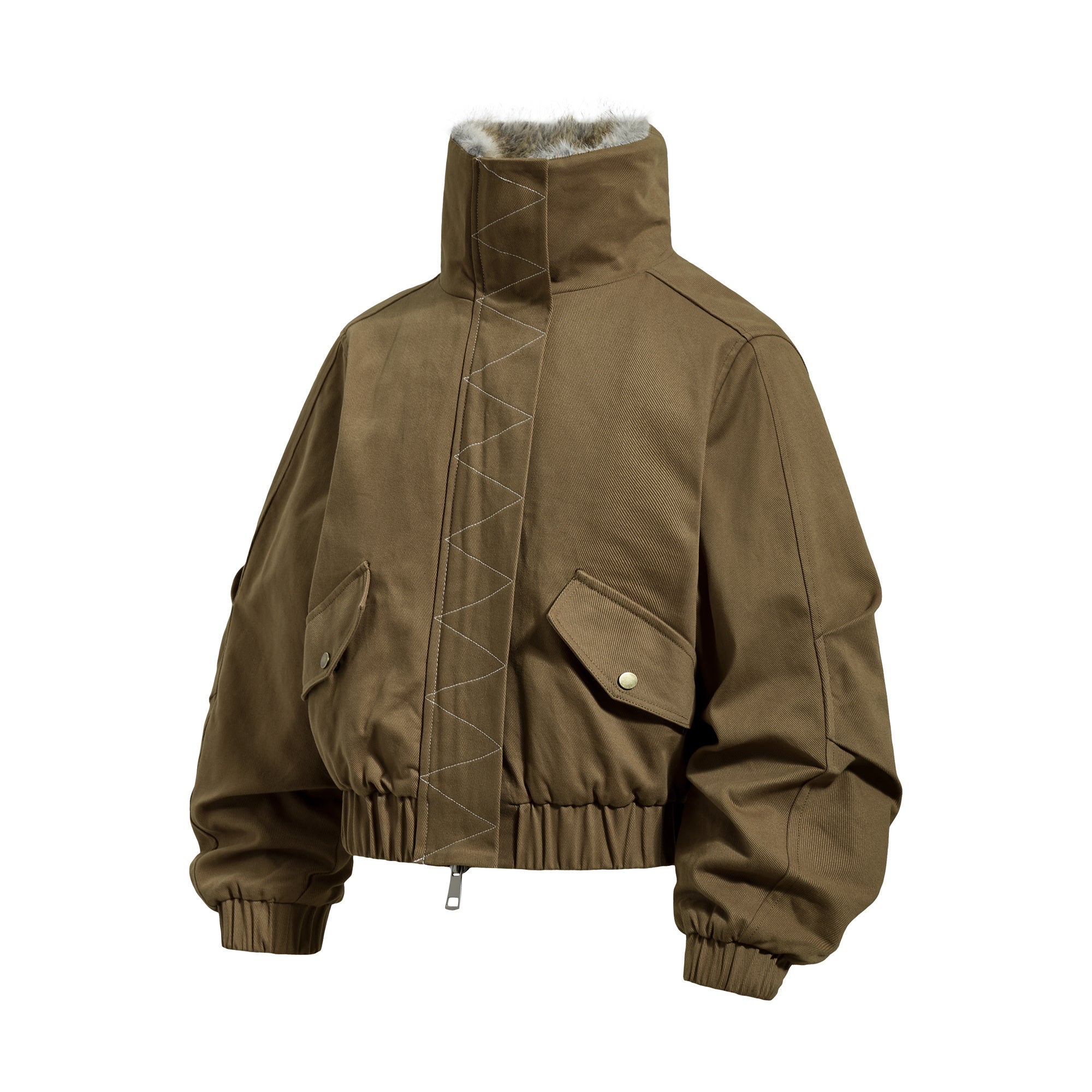 Omirad Fur-Lined High-Neck Cotton Jacket