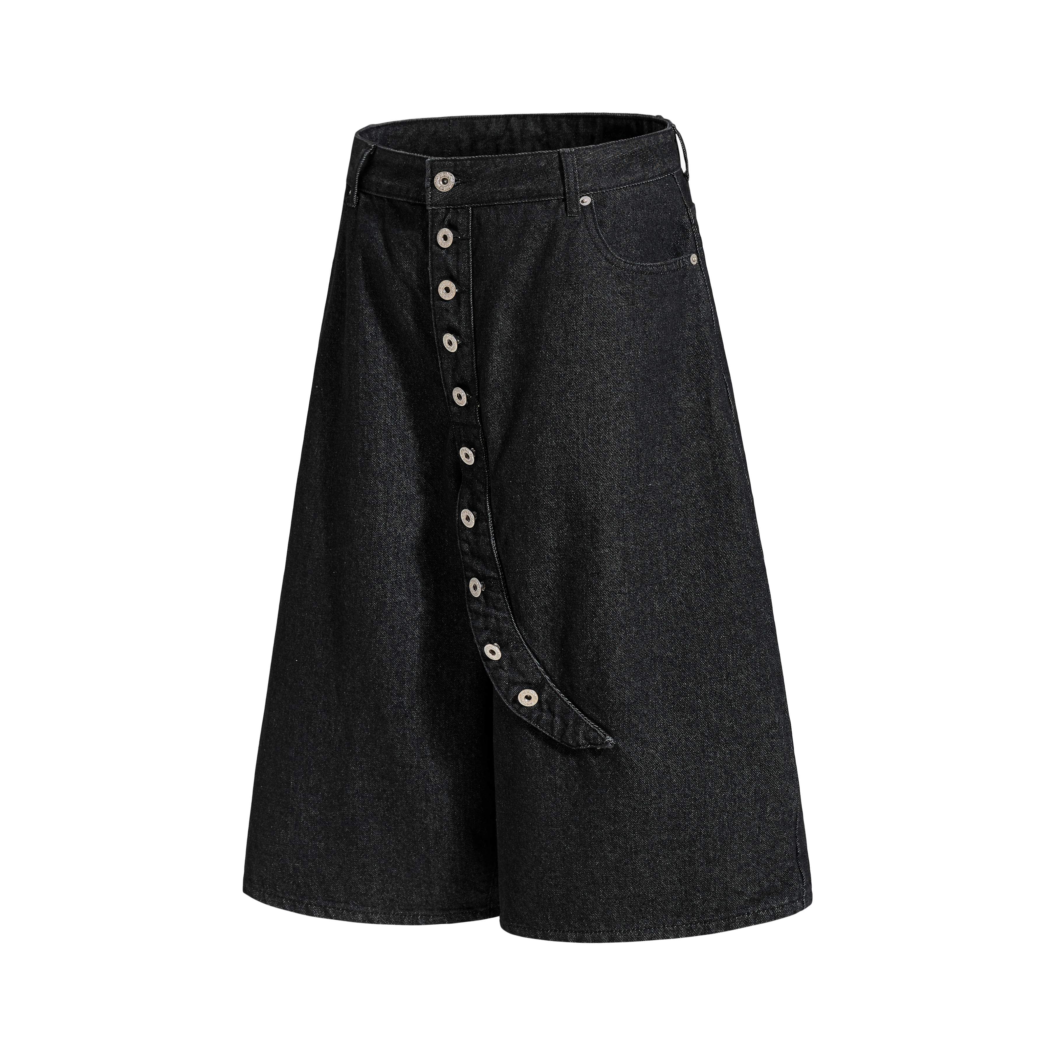 Omirad Asymmetric Button Denim Shorts