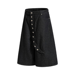 Omirad Asymmetric Button Denim Shorts