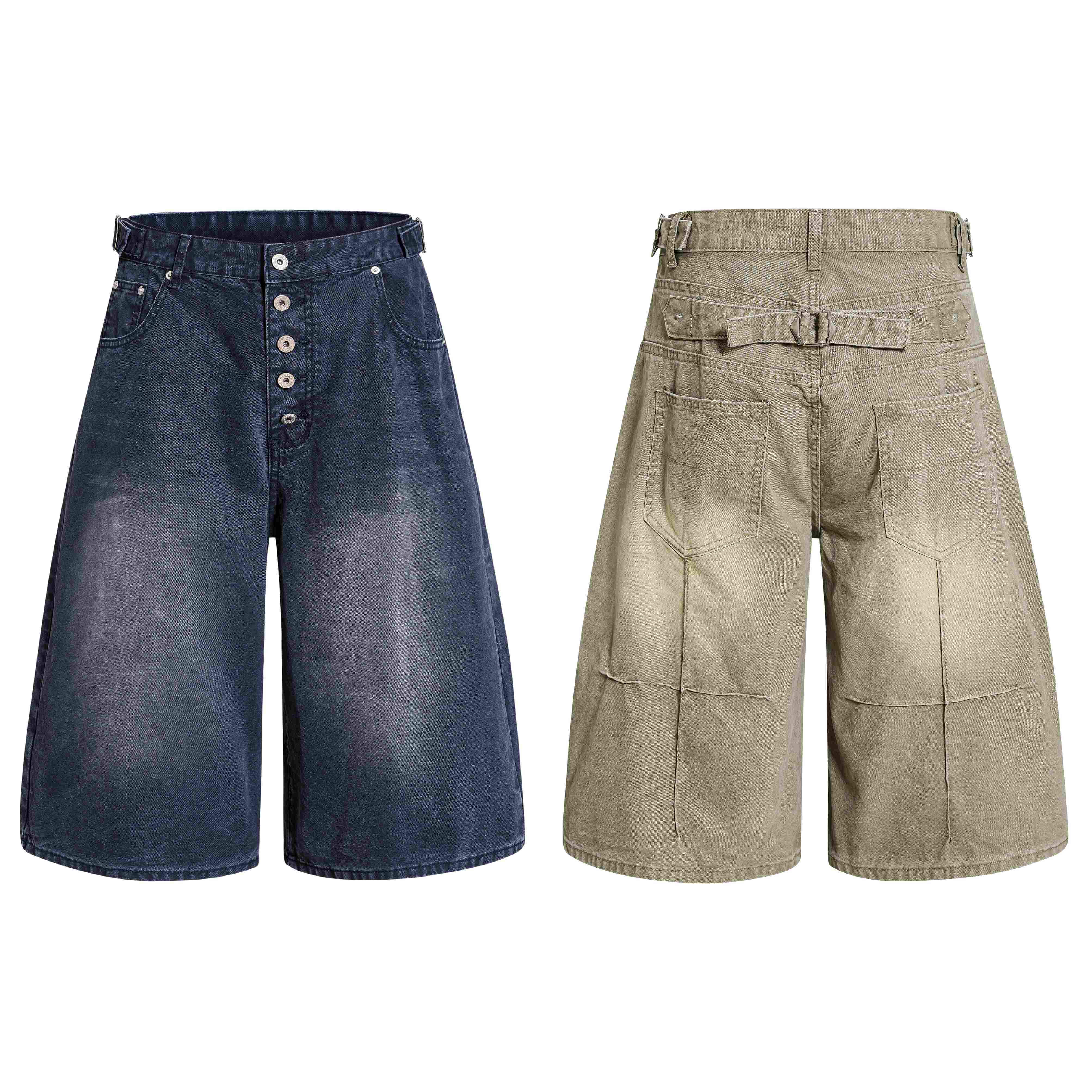Omirad Vintage Wide-Leg Denim Shorts