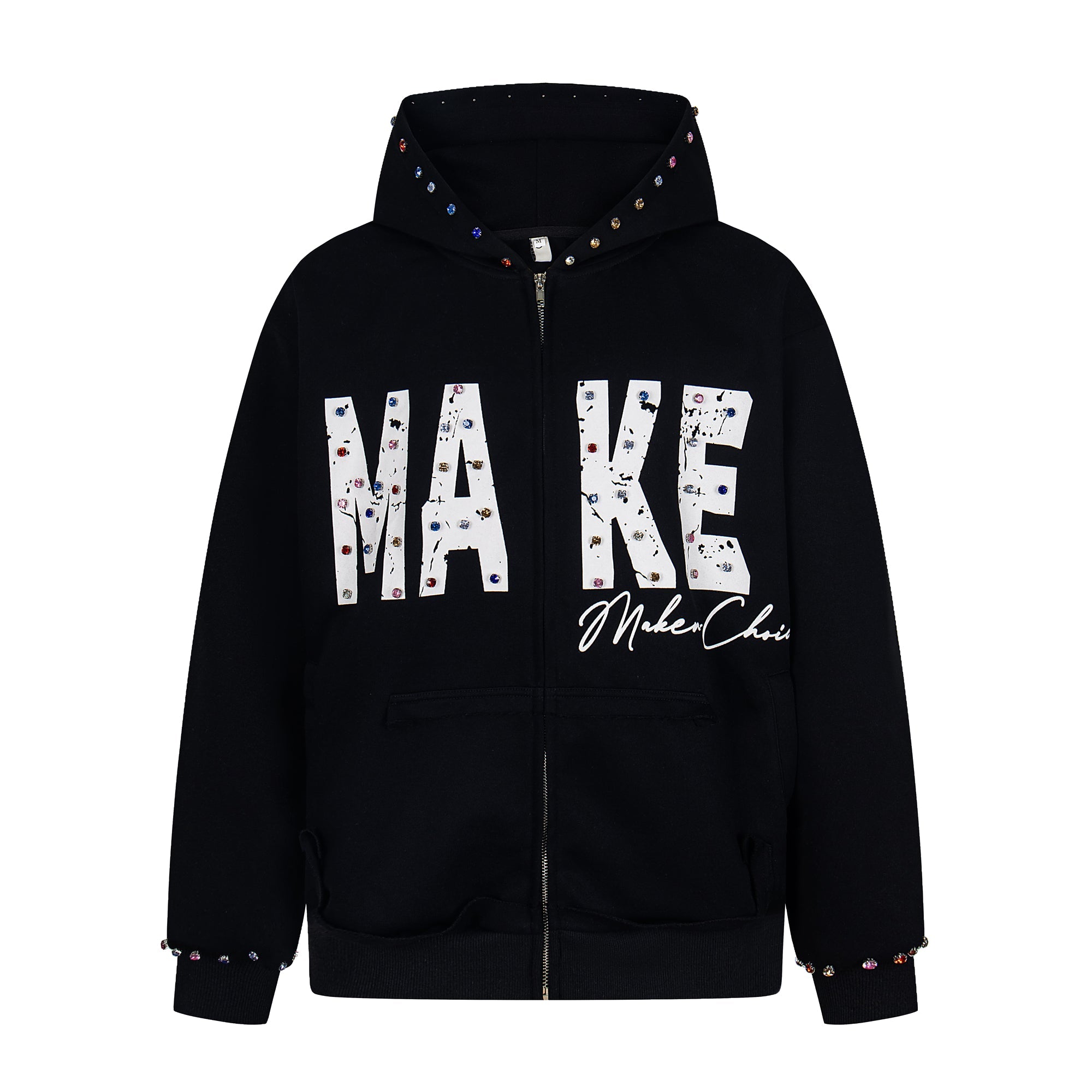 Omirad “MAKE” Studded Zip Hoodie