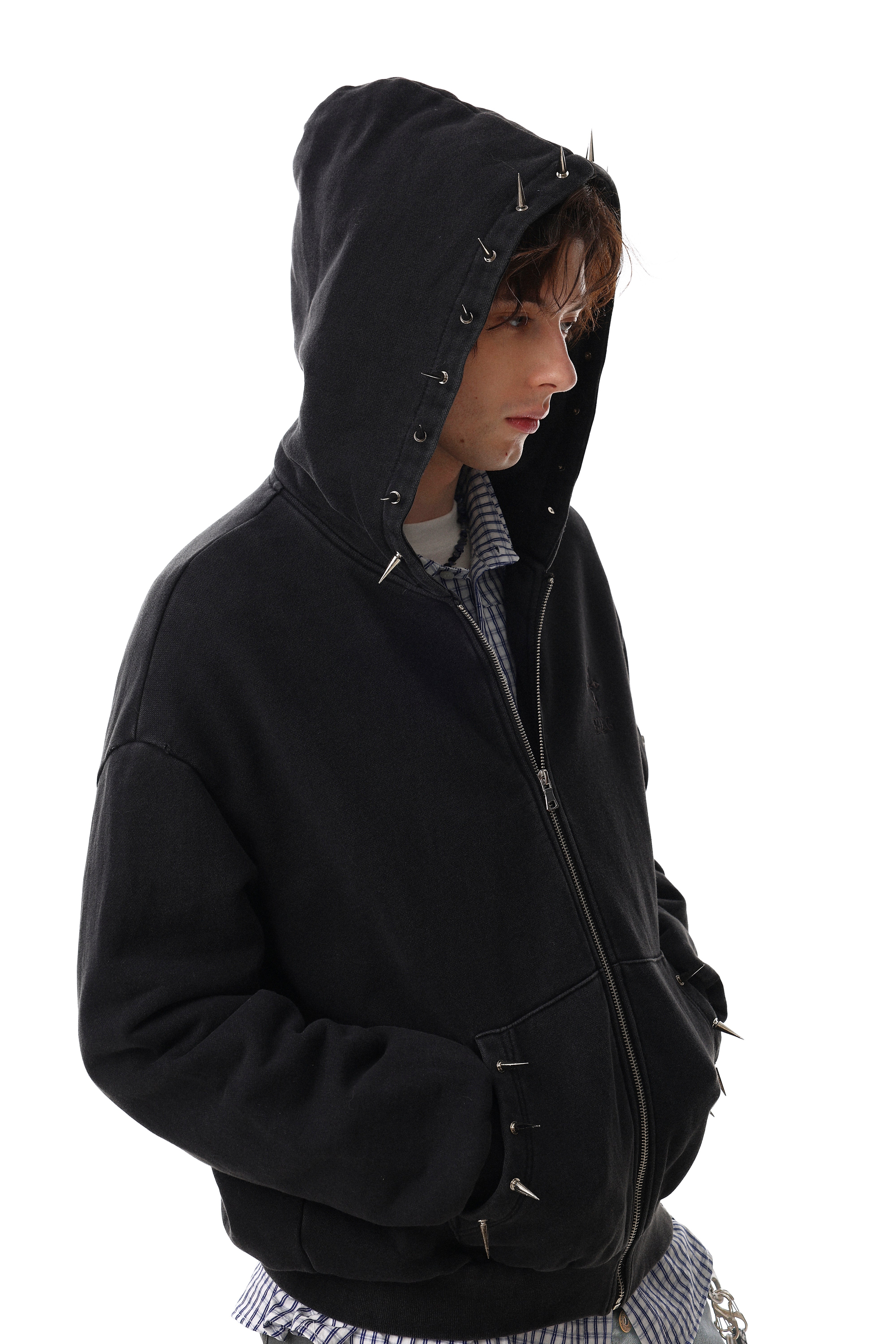 Omirad Studded Zip-Up Hoodie