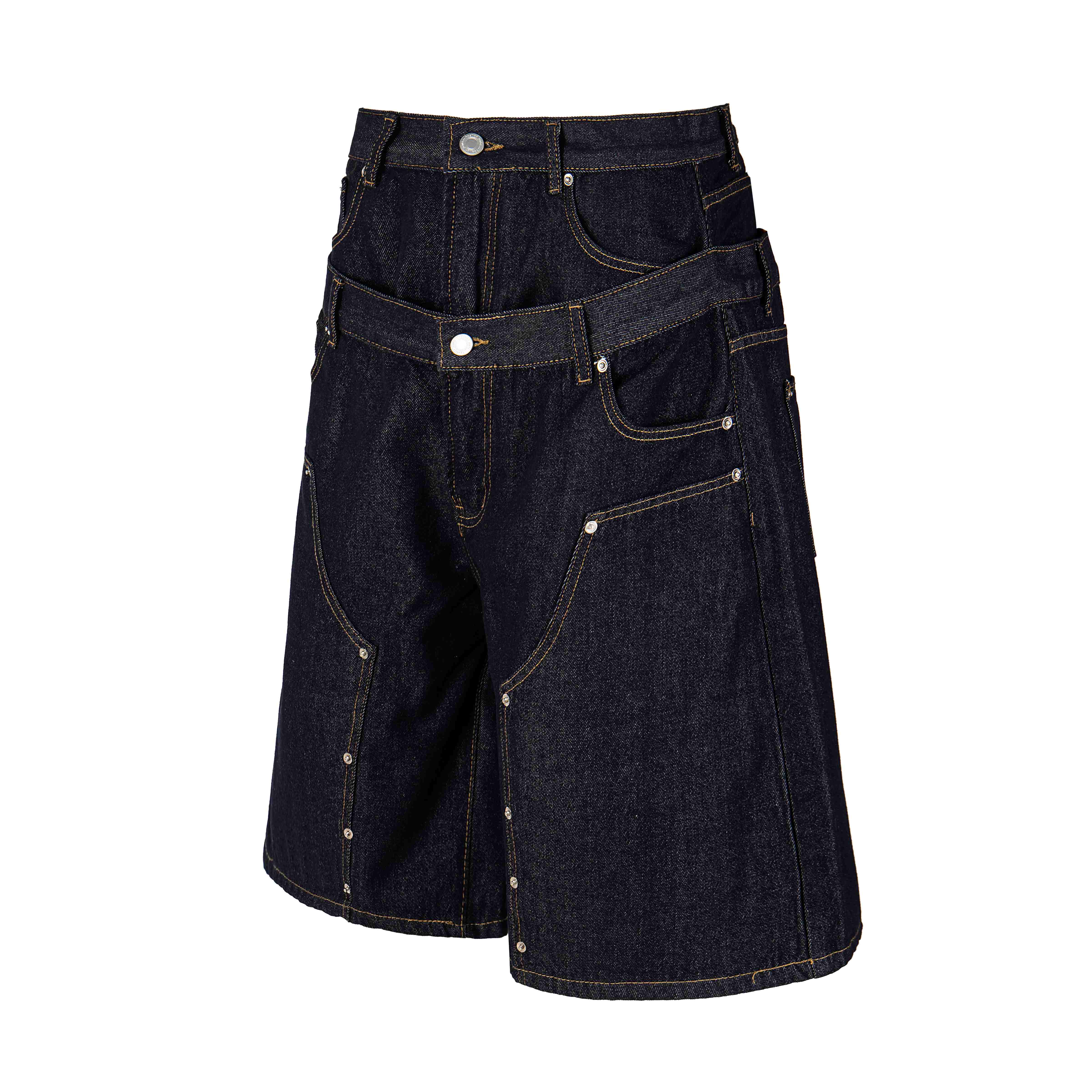 Omirad “Double Waist Panel Denim Shorts”