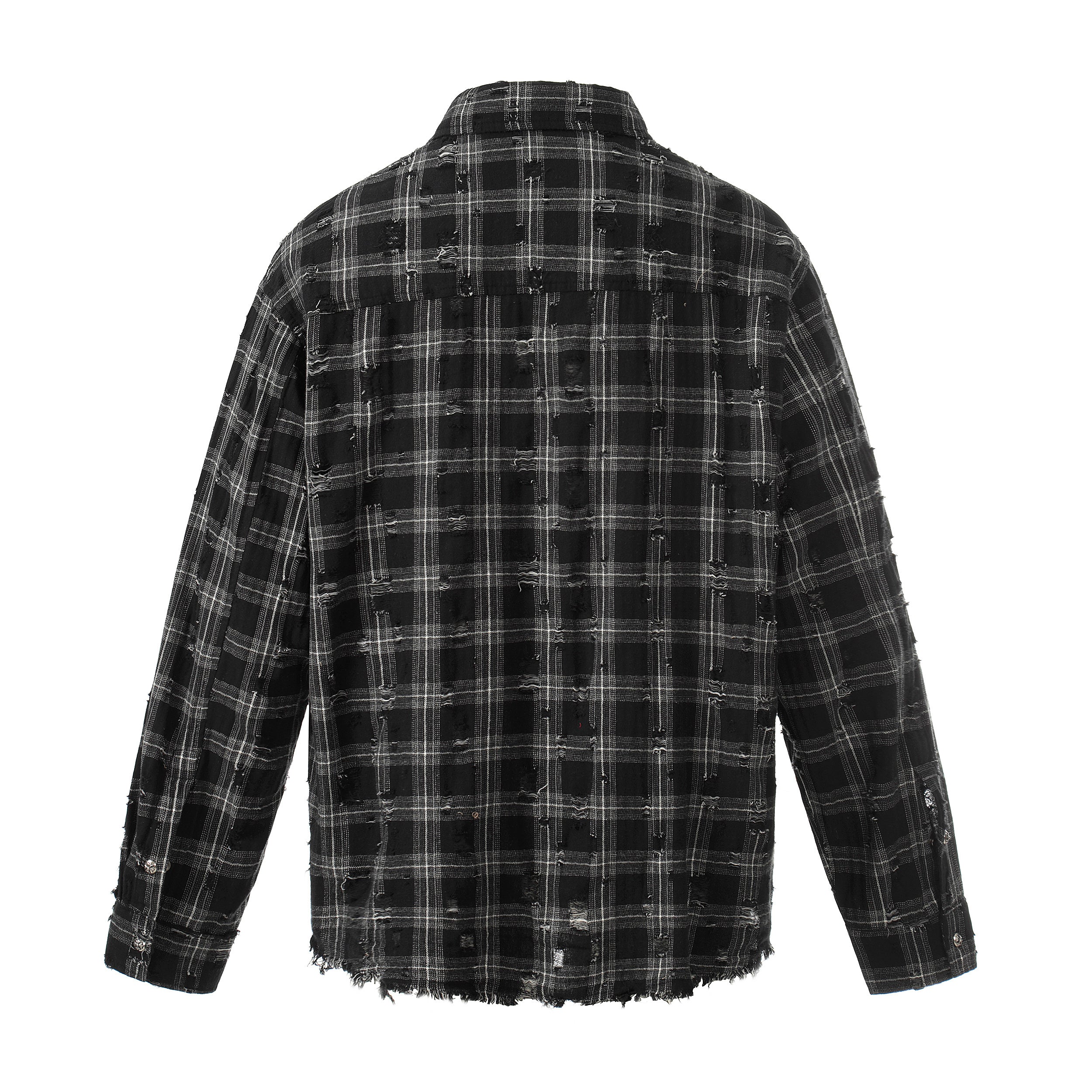 Omirad Distressed Plaid Shirt Jacket