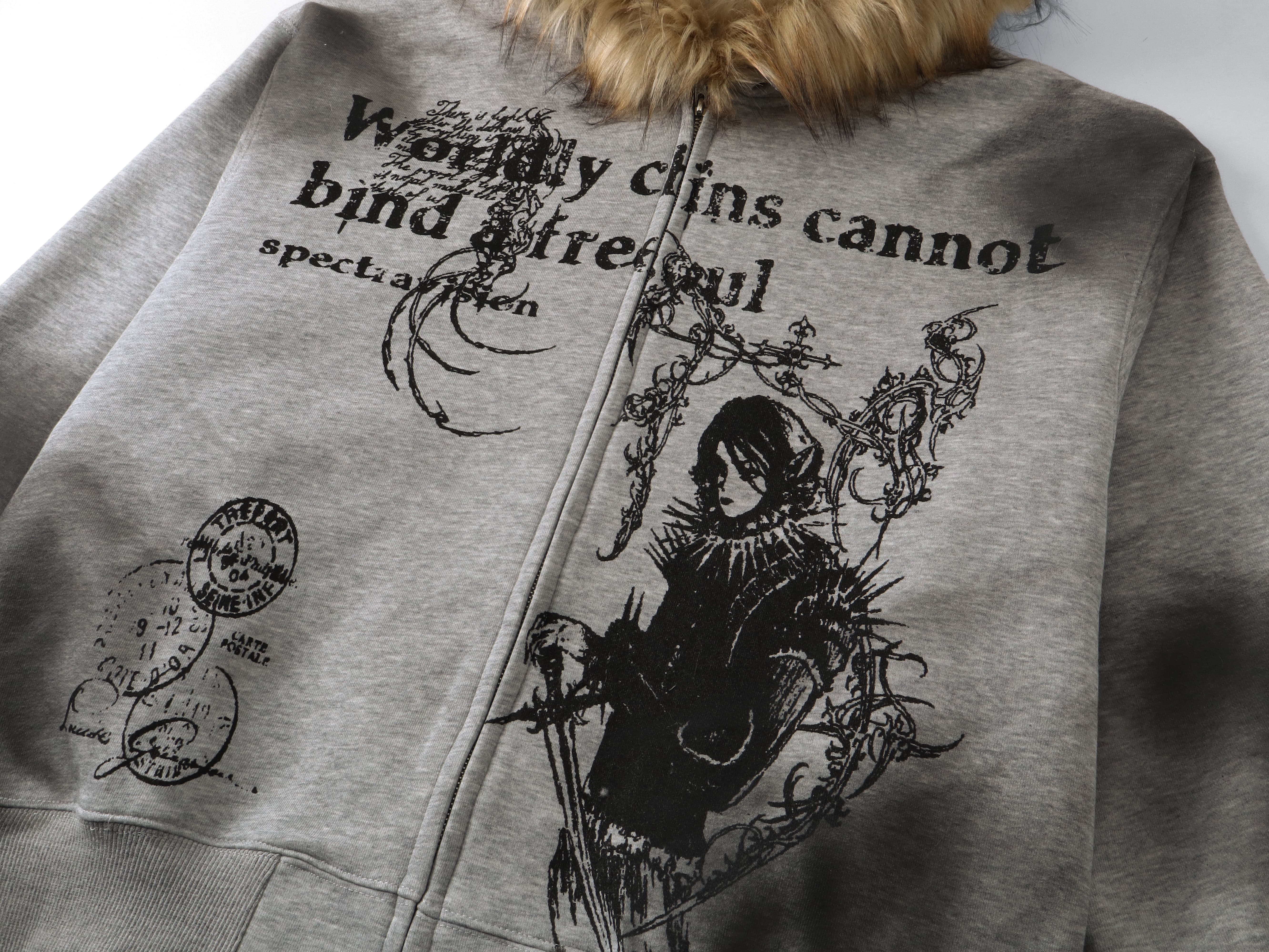 Omirad Gothic Fur-Trim Zip-Up Hoodie