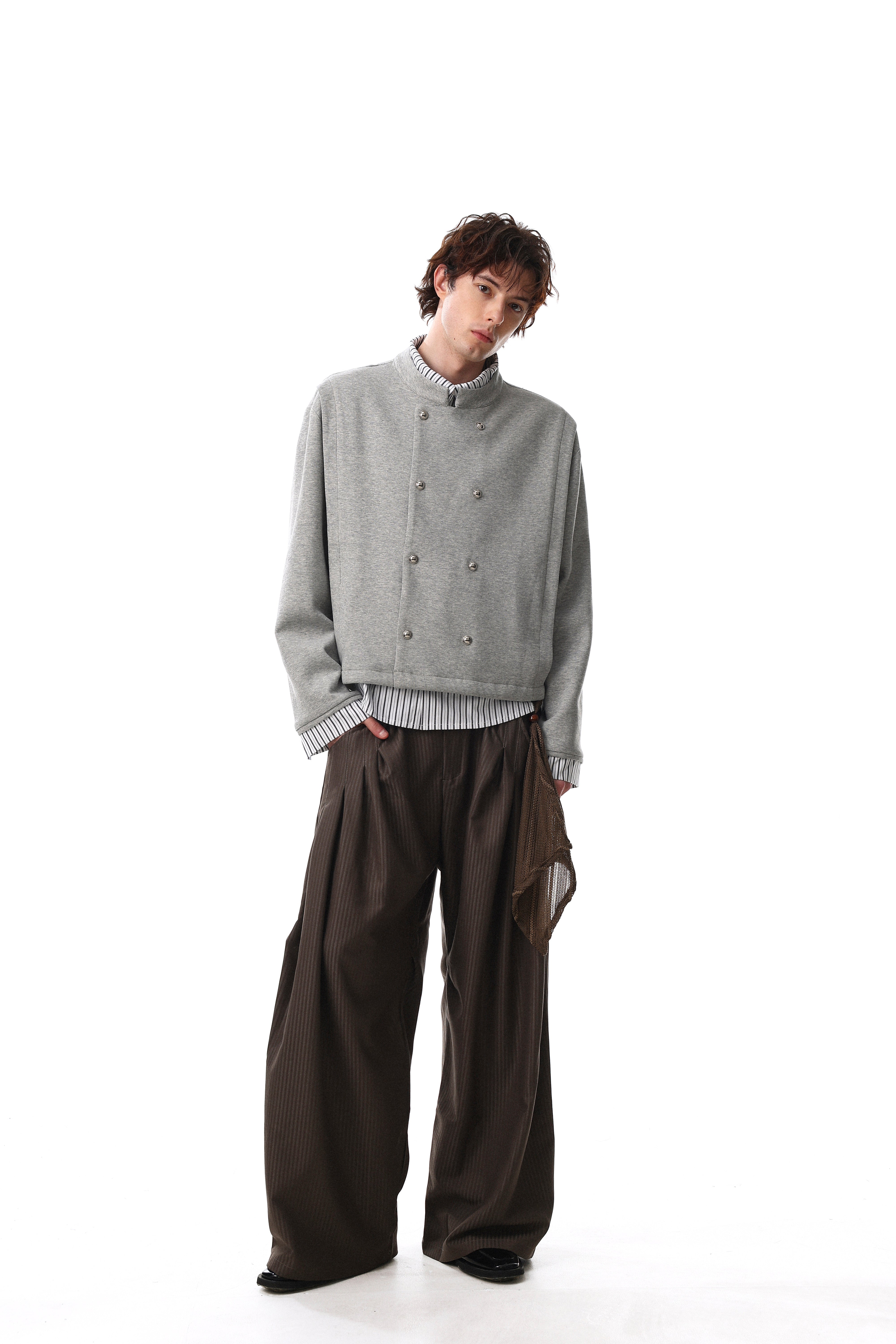 Omirad Double-Breasted Layered Stripe Jacket