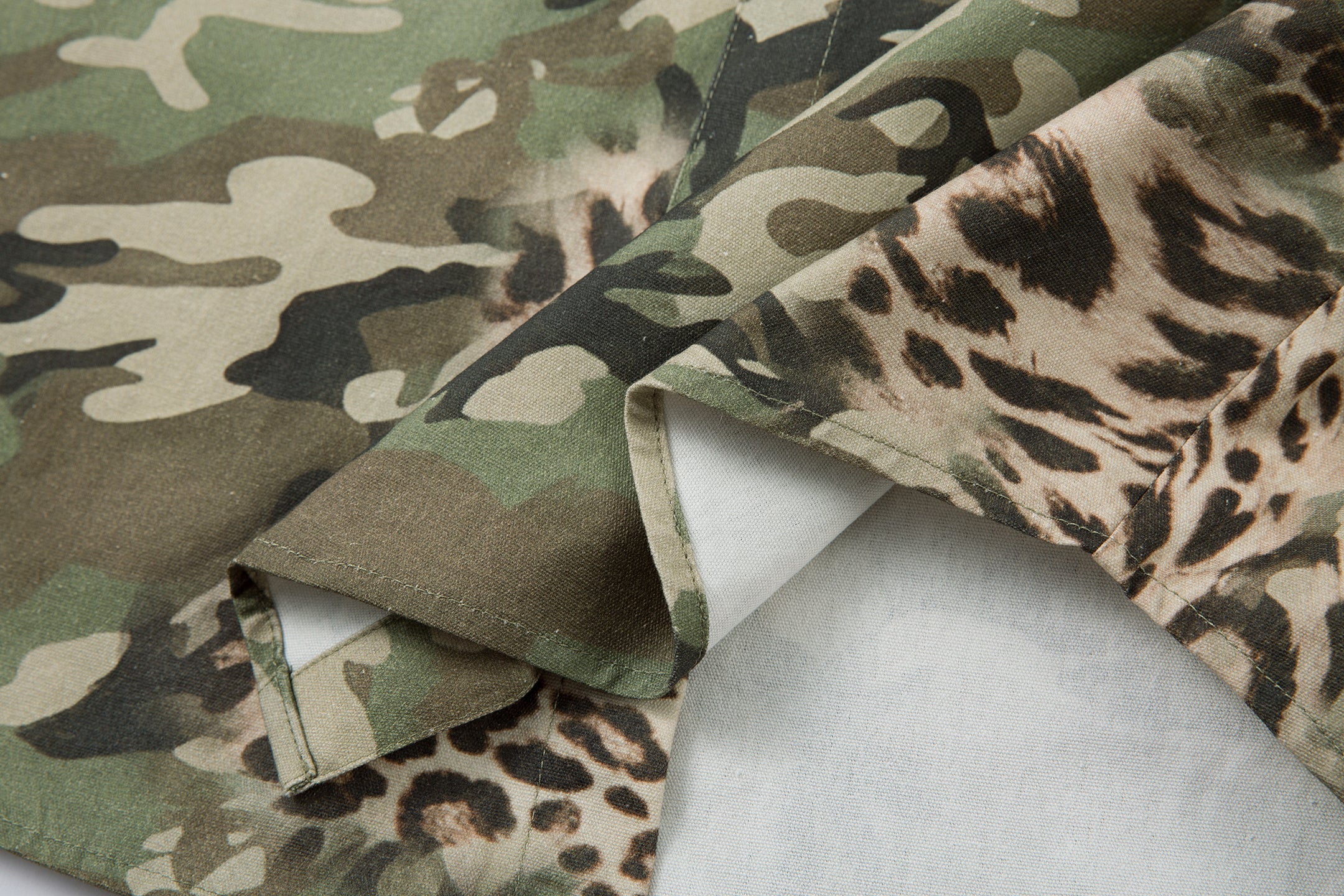 Omirad Layered Camo-Leopard Short-Sleeve Shirt