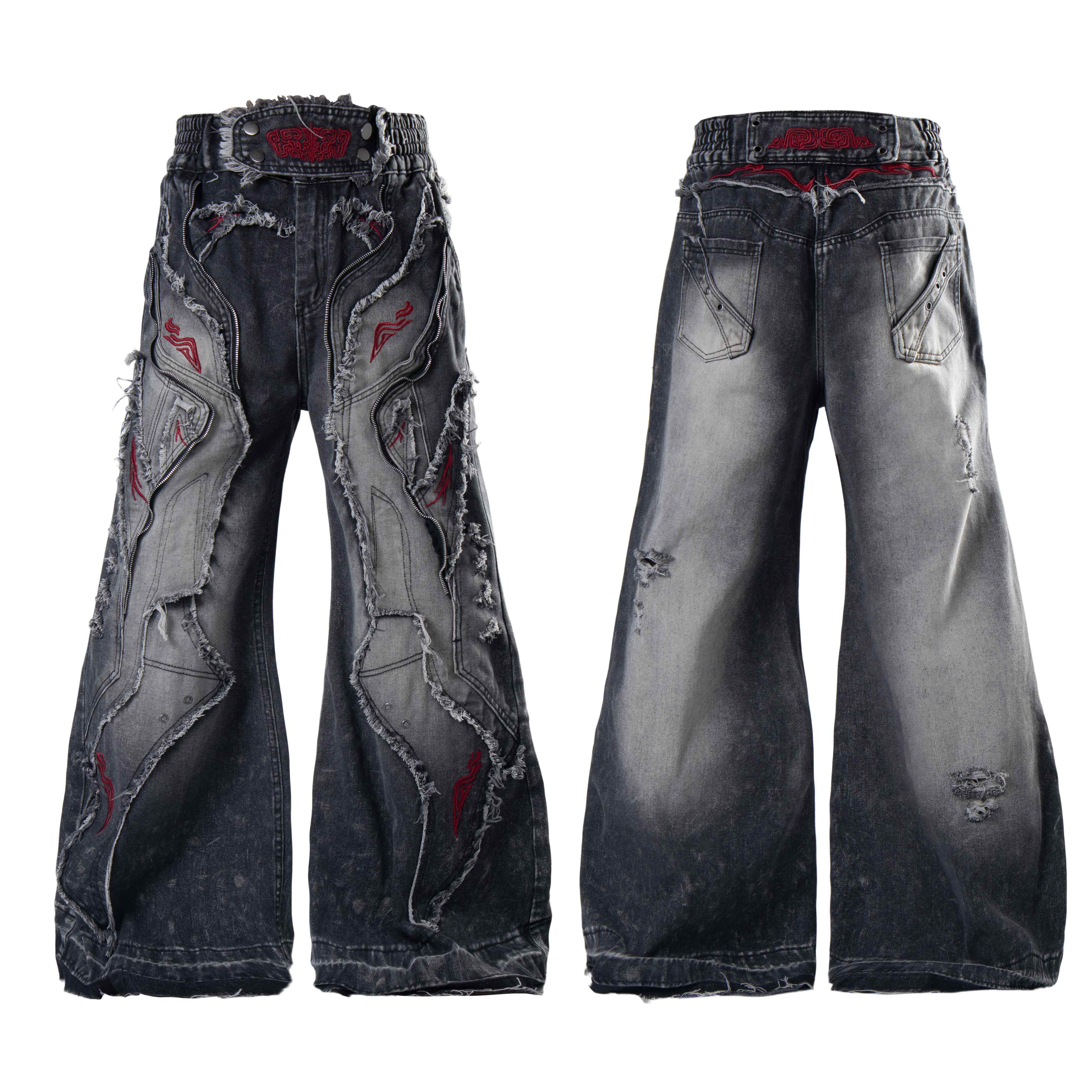 Omirad Distressed Panel Baggy Jeans
