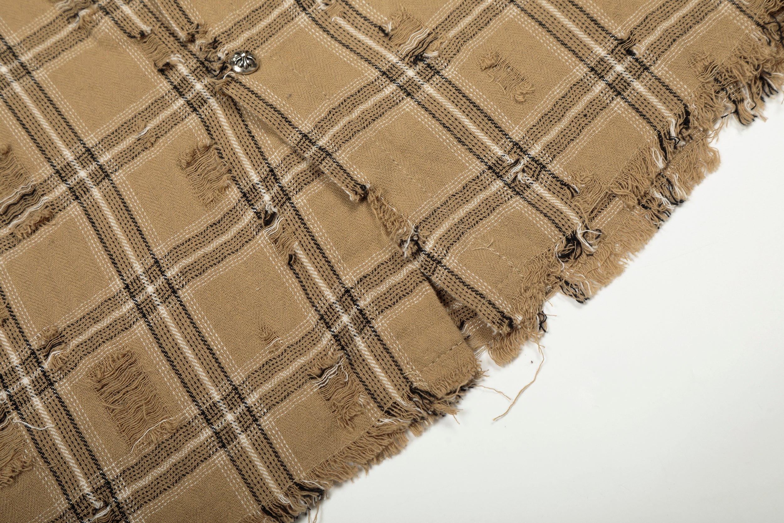 Omirad Distressed Plaid Shirt Jacket