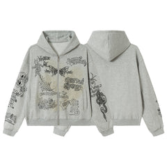 Omirad Doodle Graphic Zip Hoodie
