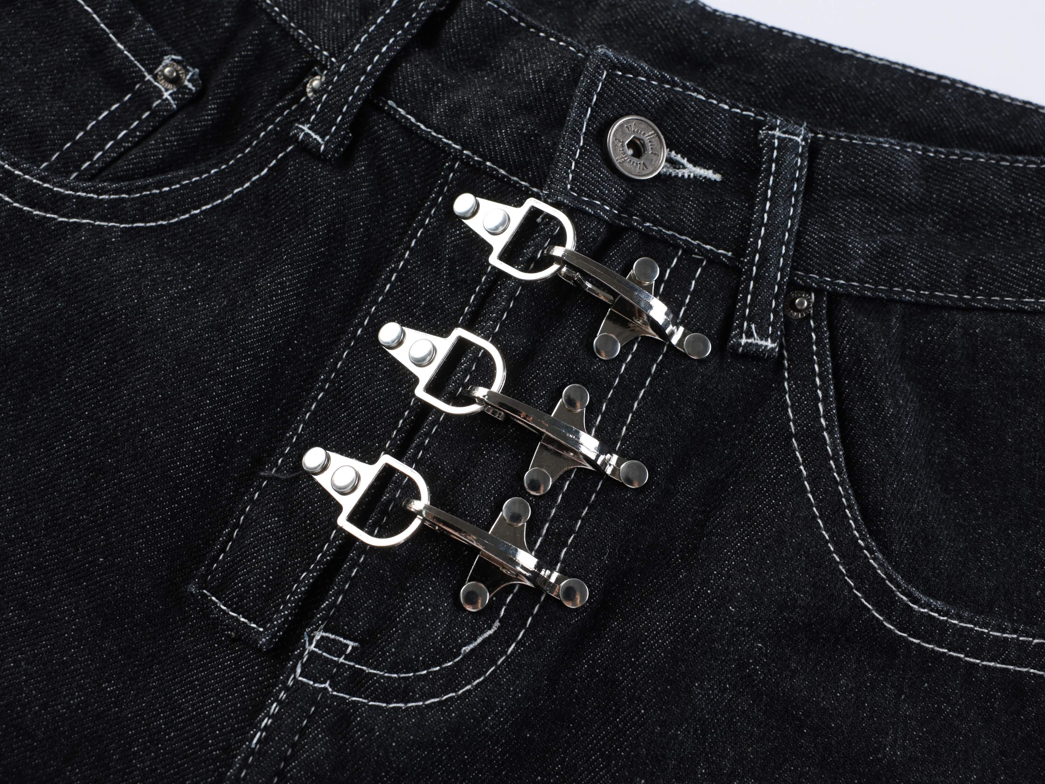 Omirad Wide-Leg Buckle Denim Shorts