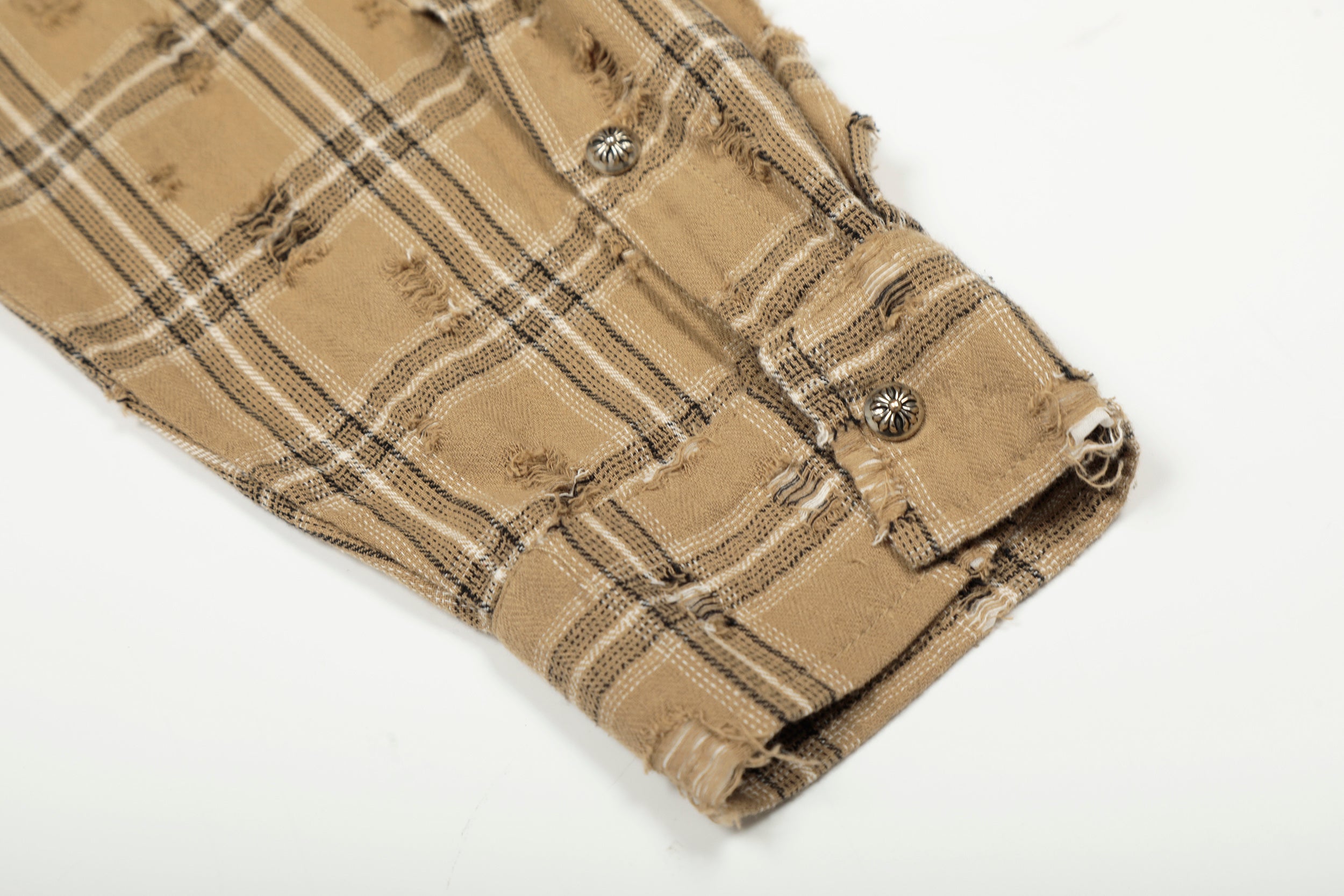 Omirad Distressed Plaid Shirt Jacket
