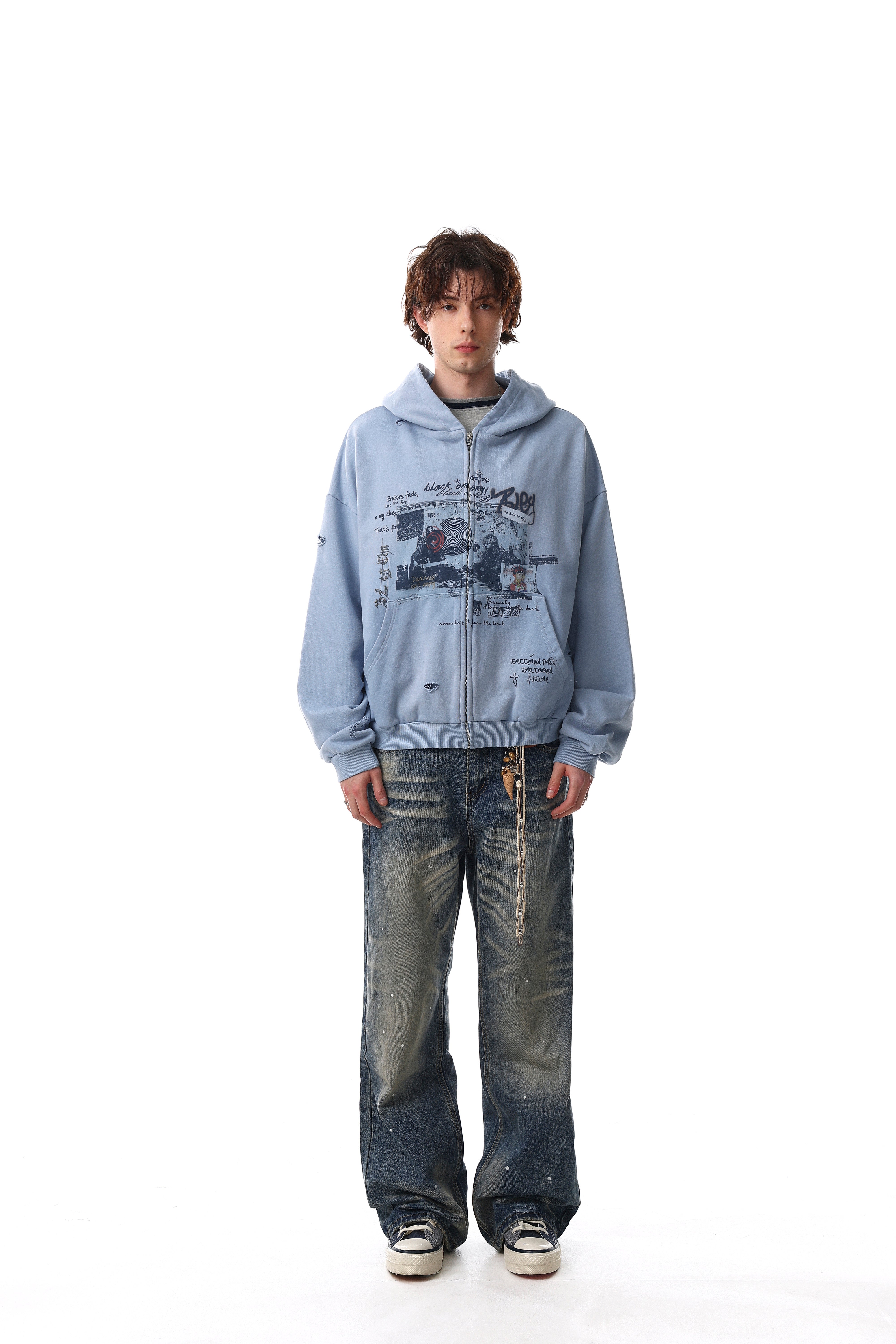 Omirad Collage Graphic Zip-Up Hoodie