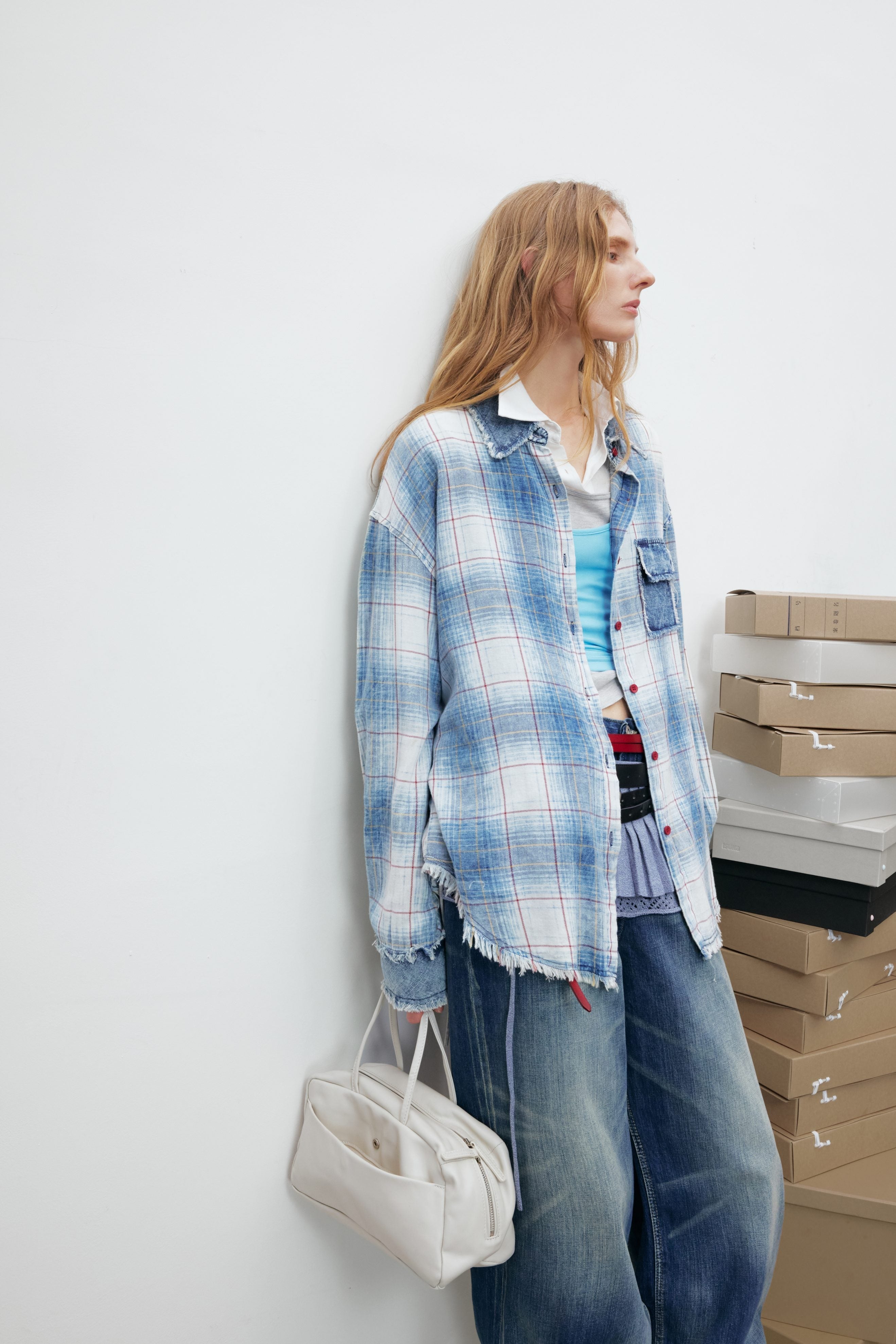 Omirad Vintage Plaid Flannel Shirt