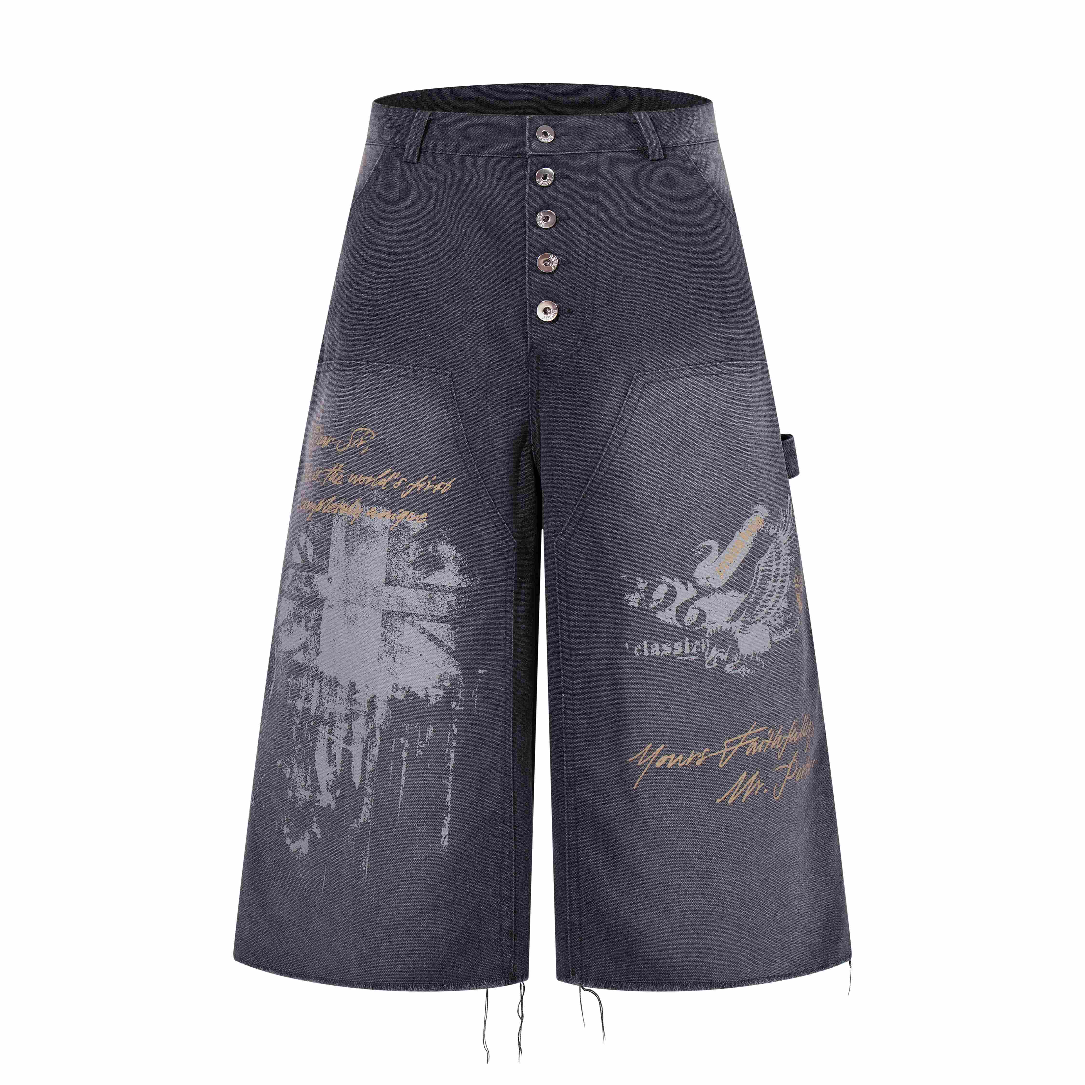Omirad Vintage Graphic Denim Shorts
