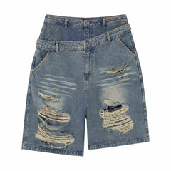 Omirad Distressed Layered Waist Denim Shorts