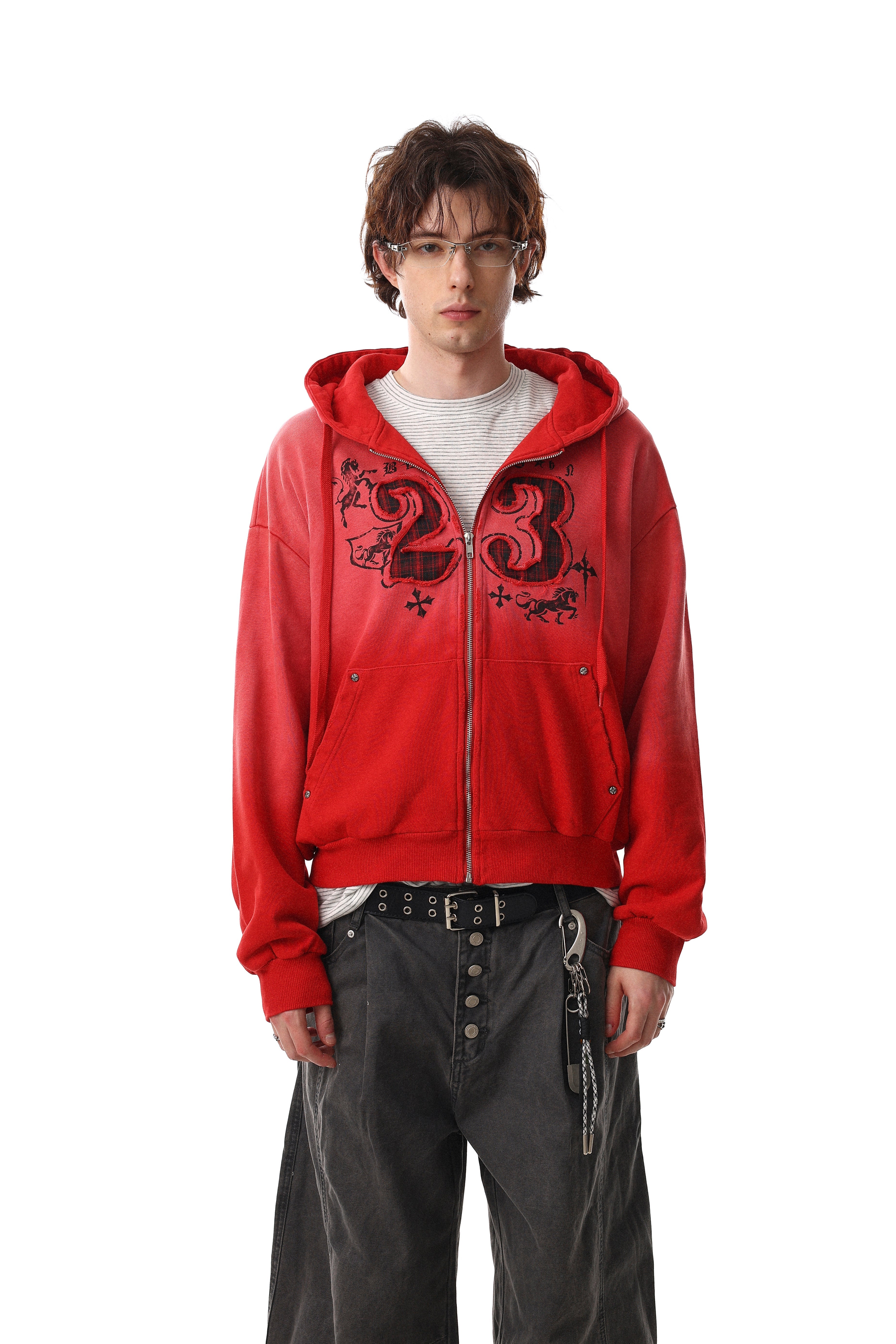 Omirad Gradient Graphic Zip-Up Hoodie