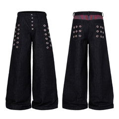 Omirad Eyelet Wide-Leg Jeans